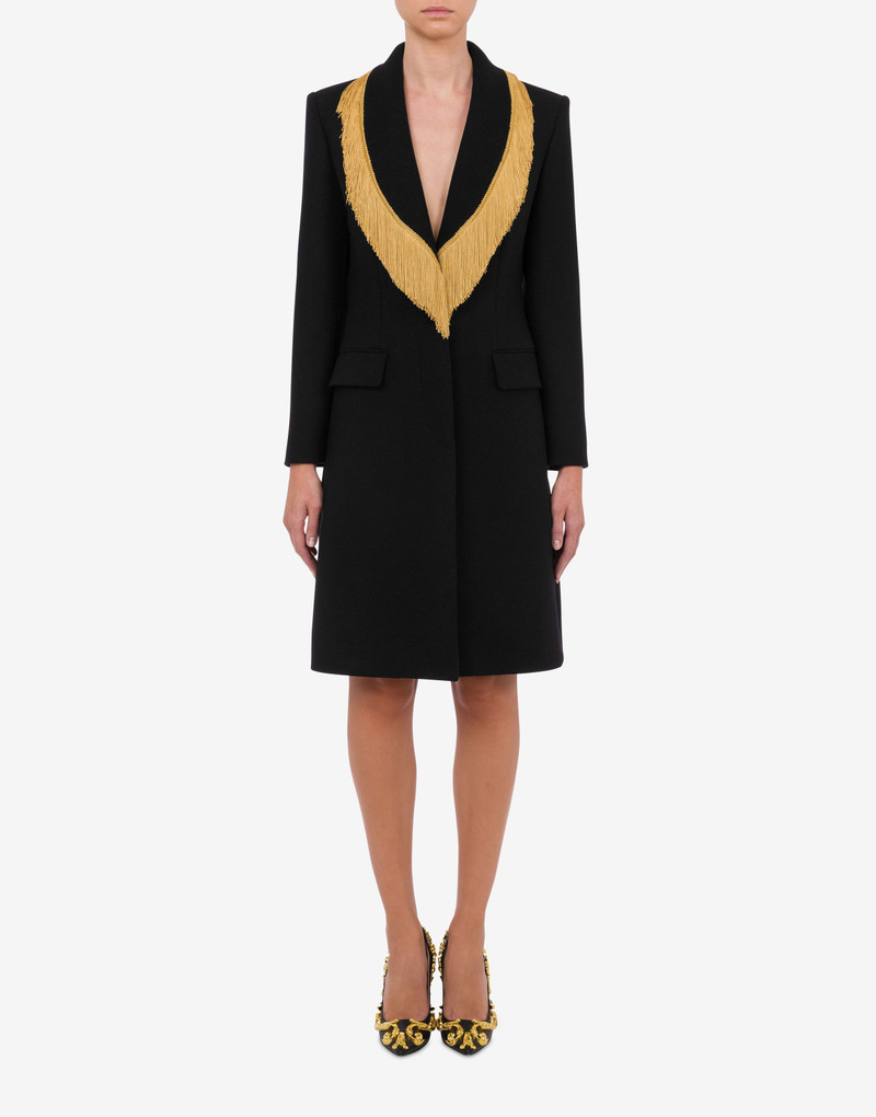 Moschino CLOTH COAT WITH FRINGING outlook