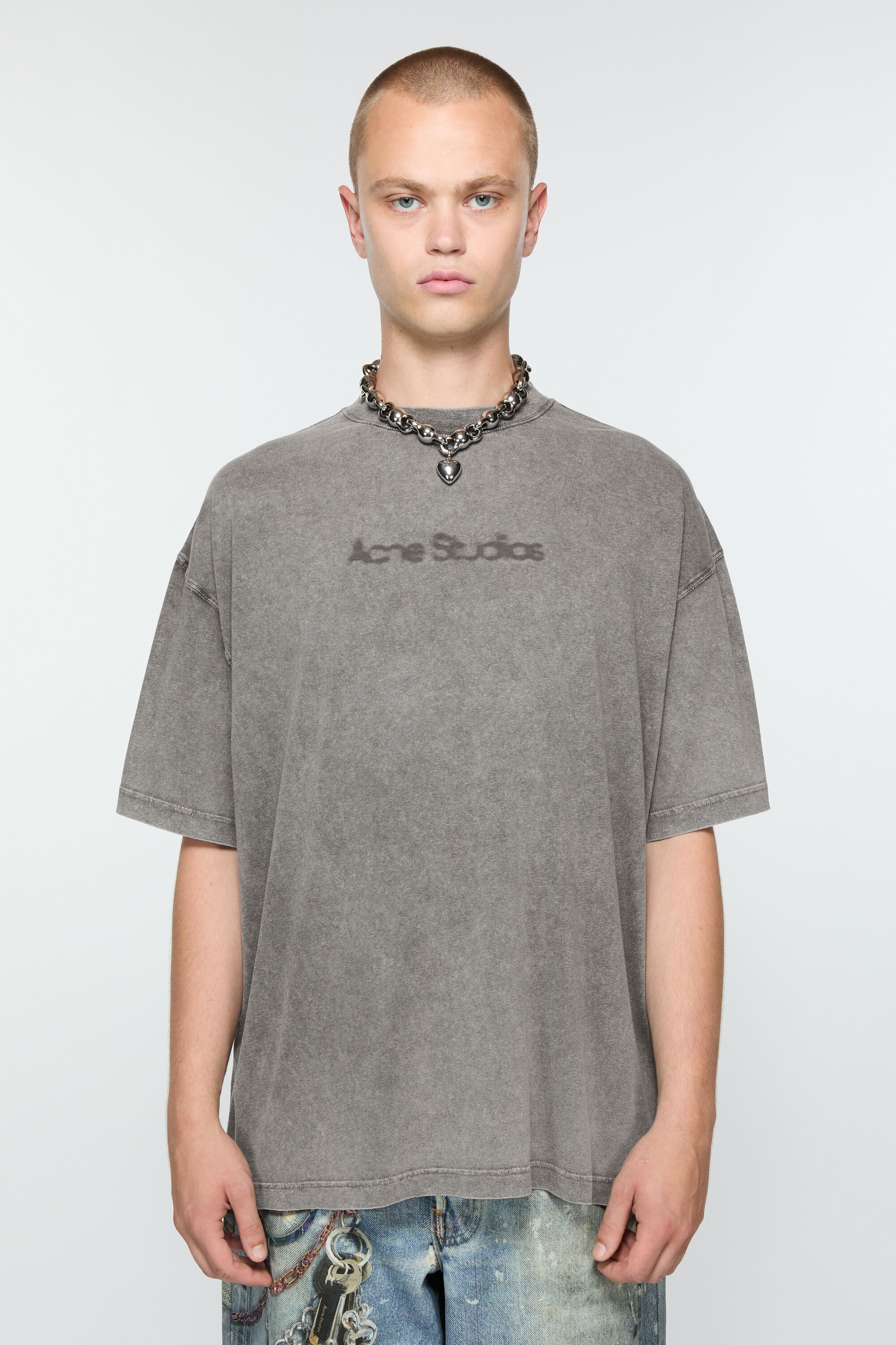 Blurred logo t-shirt - Relaxed unisex fit - Faded Grey - 2