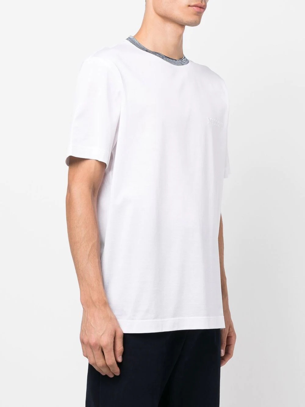 contrasting-neckline detail T-shirt - 3