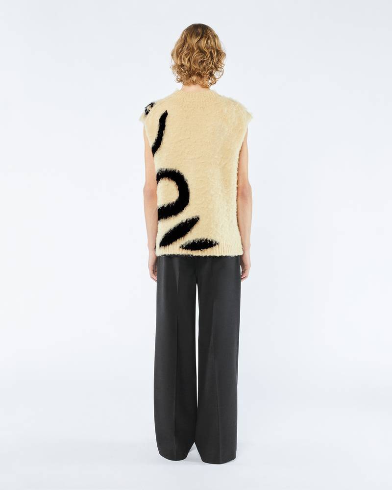 CURRAIN - Brushed merino wool vest - Vintage creme/black 3