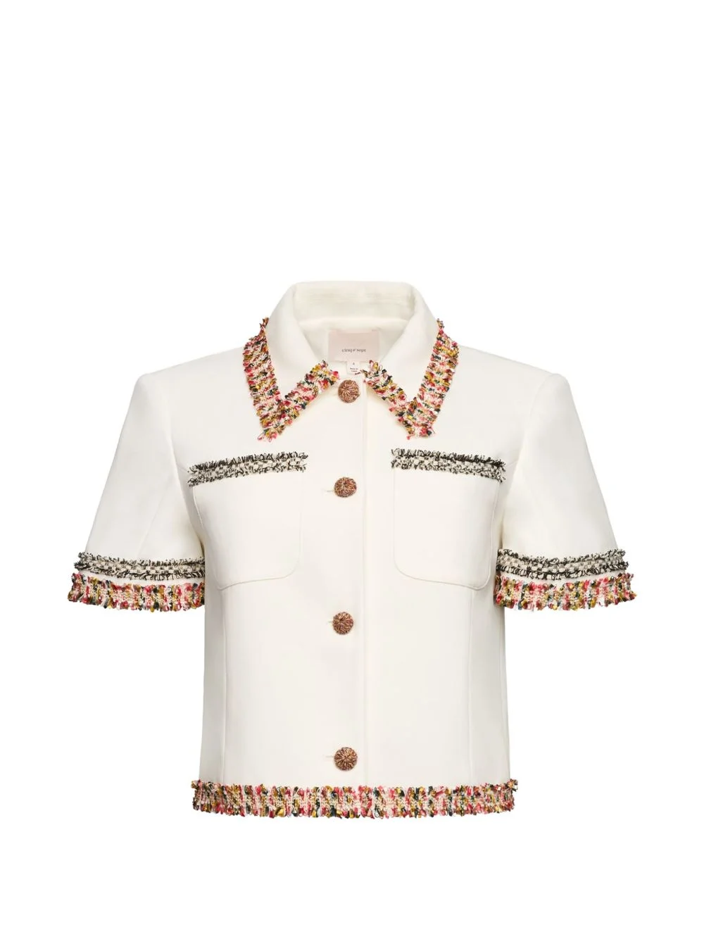 fringed collared jacket - 1