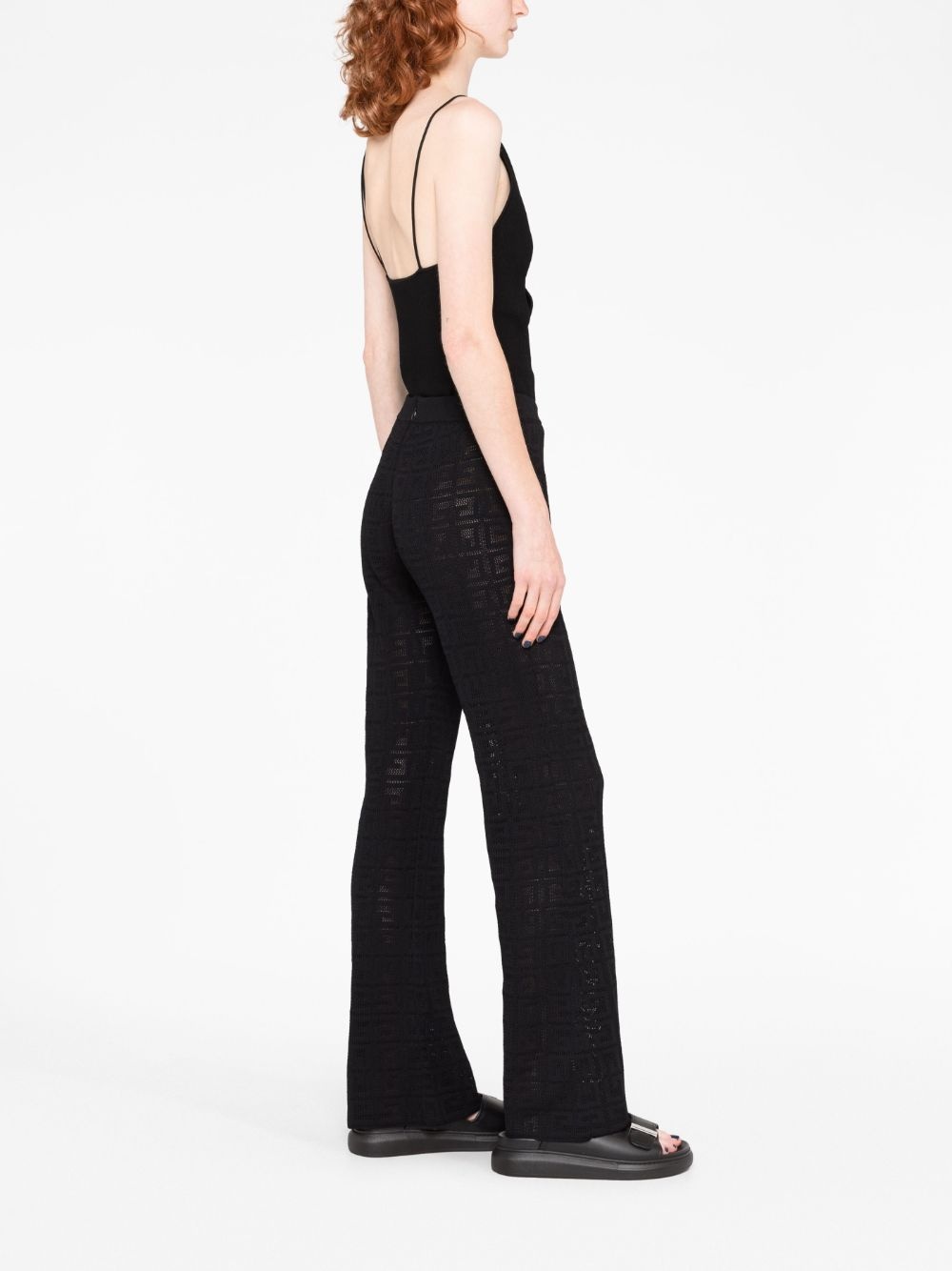 logo intarsia-knit flared trousers - 6