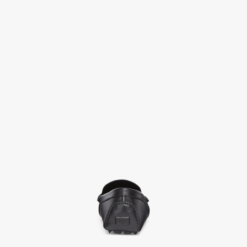 FENDI Black leather driver loafers outlook