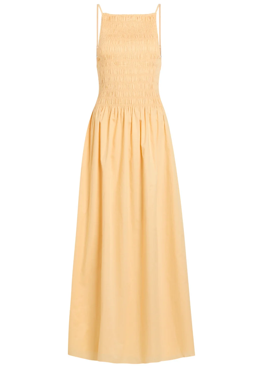 Faithfull The Brand Laia Shirred Cotton Maxi Dress - 1