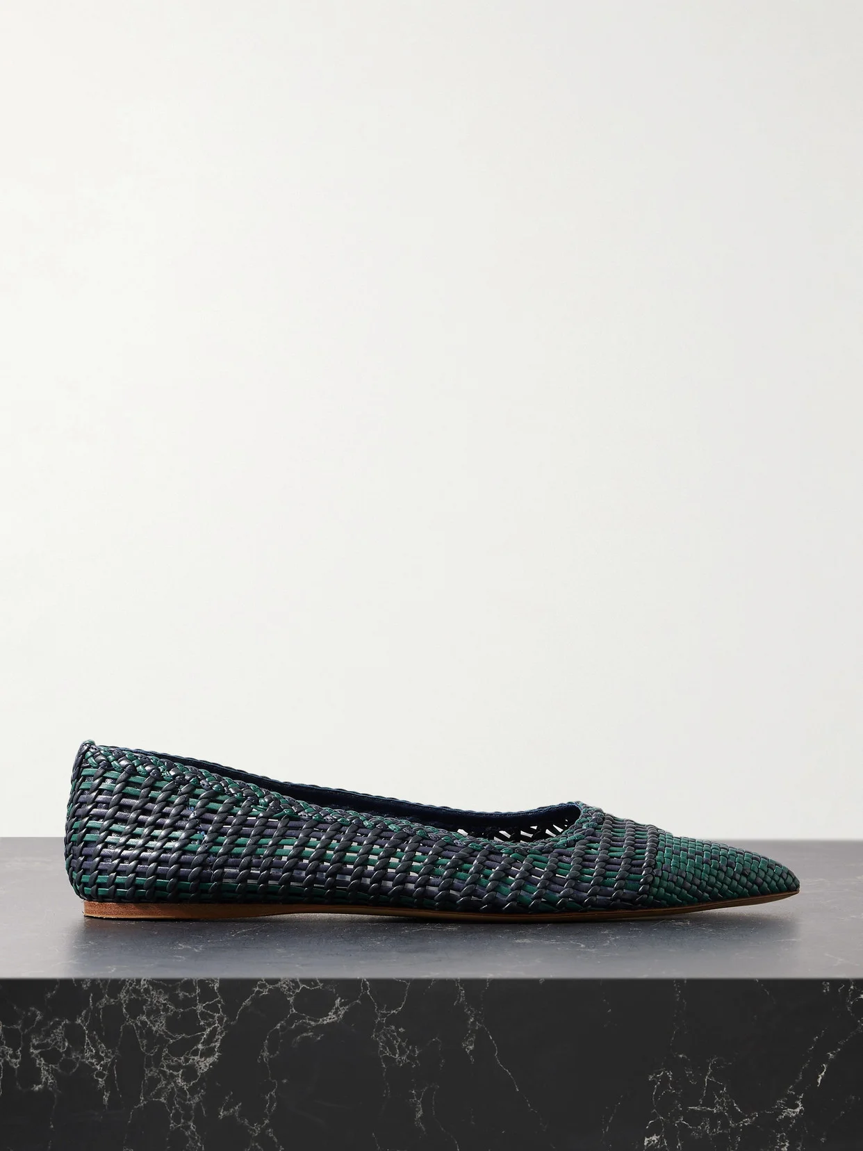 Aurora Checked Woven Leather Ballet Flats - 1