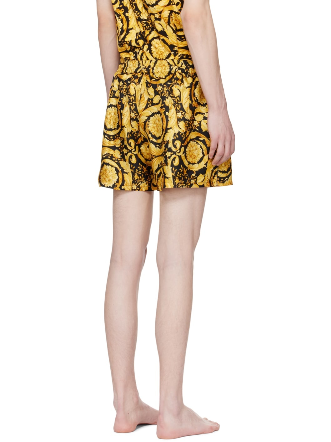 Black & Yellow Barocco Pyjama Shorts - 3