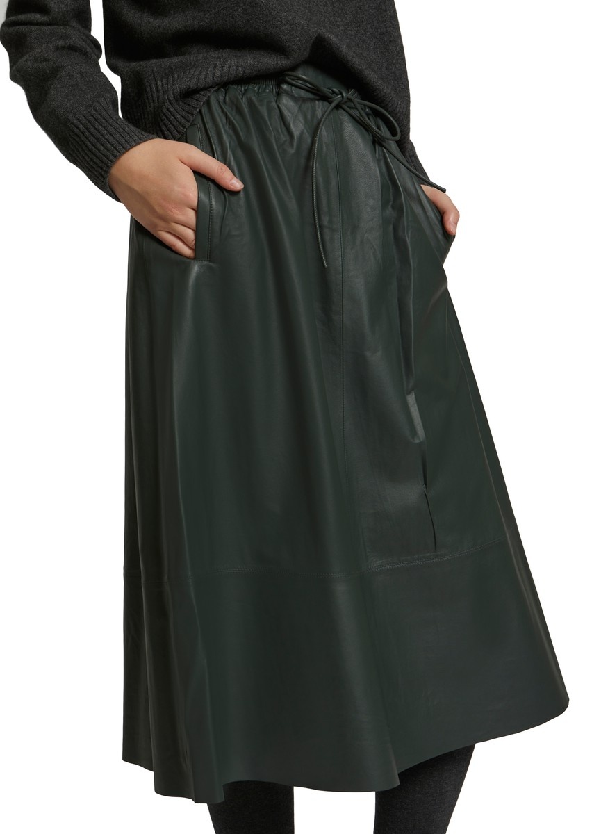 Flared calf leather skirt - 5