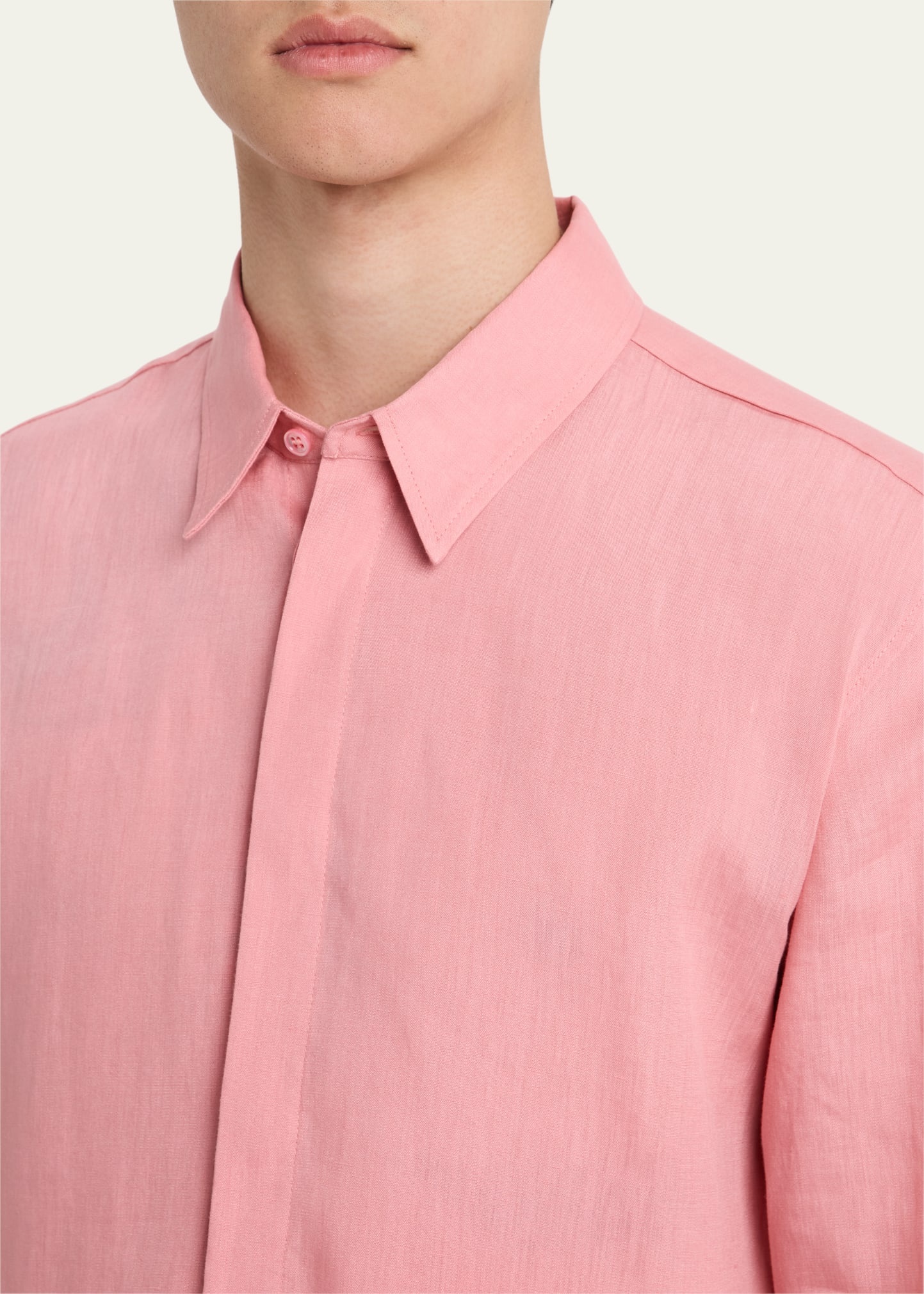 Men's Nicolas Linen Concealed-Placket Sport Shirt - 5