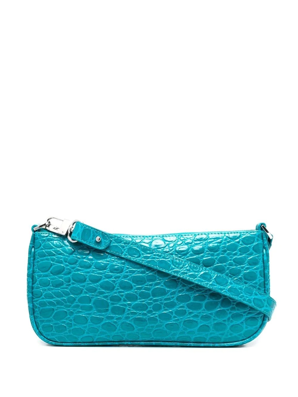 crocodile-embossed leather shoulder bag - 1