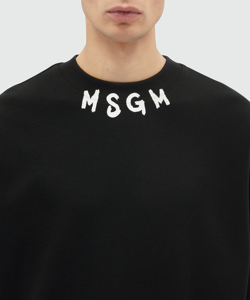 Black jersey sweatshirt with brushstroke logo 5