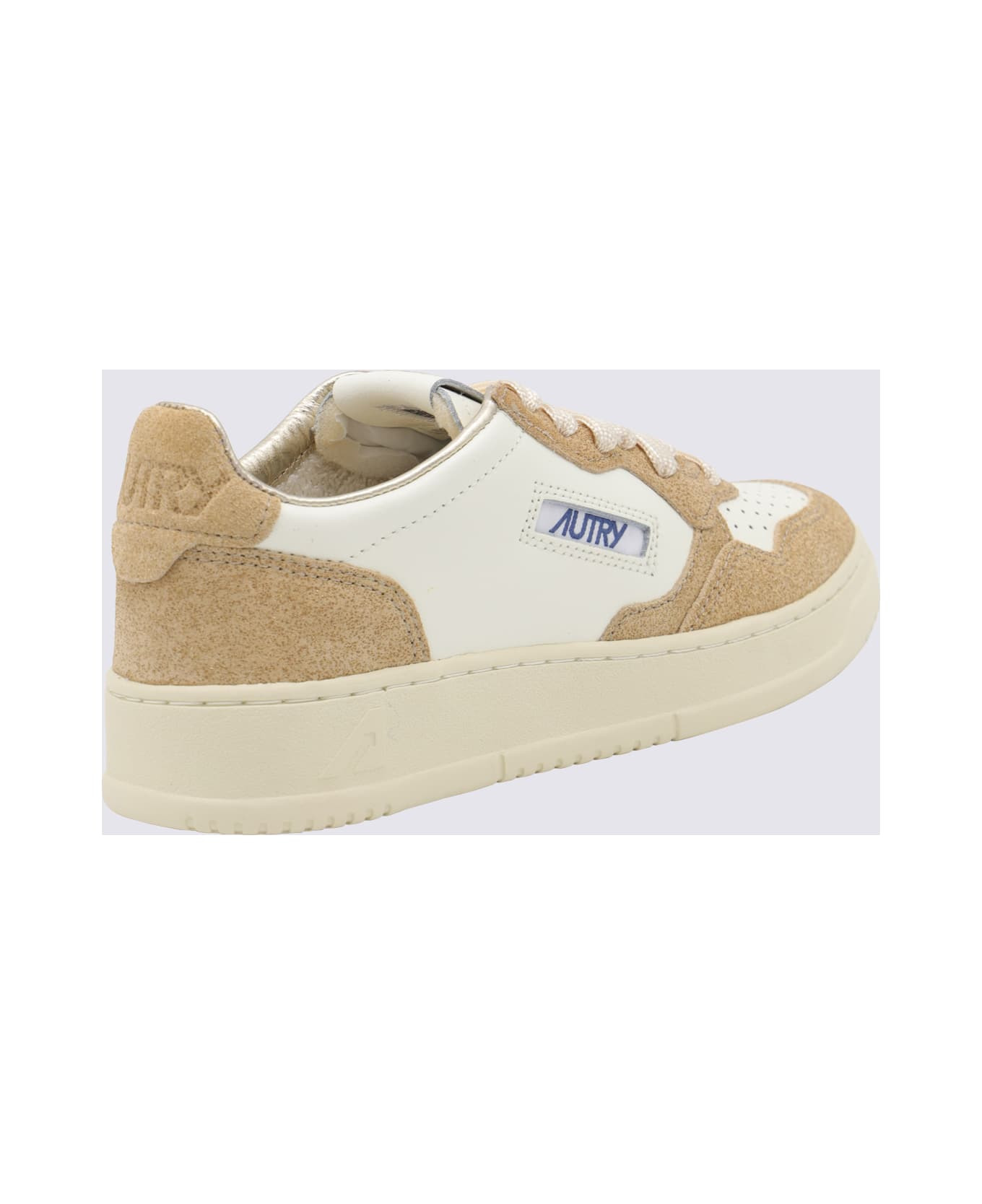 Beige And Brown Leather Medalist Low Sneakers - 3