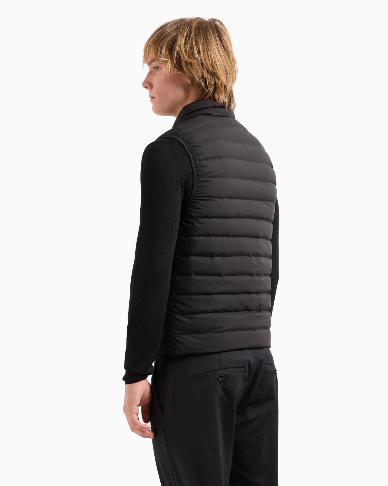 Sleeveless full-zip down jacket in quilted nylon with eagle logo patch - 3