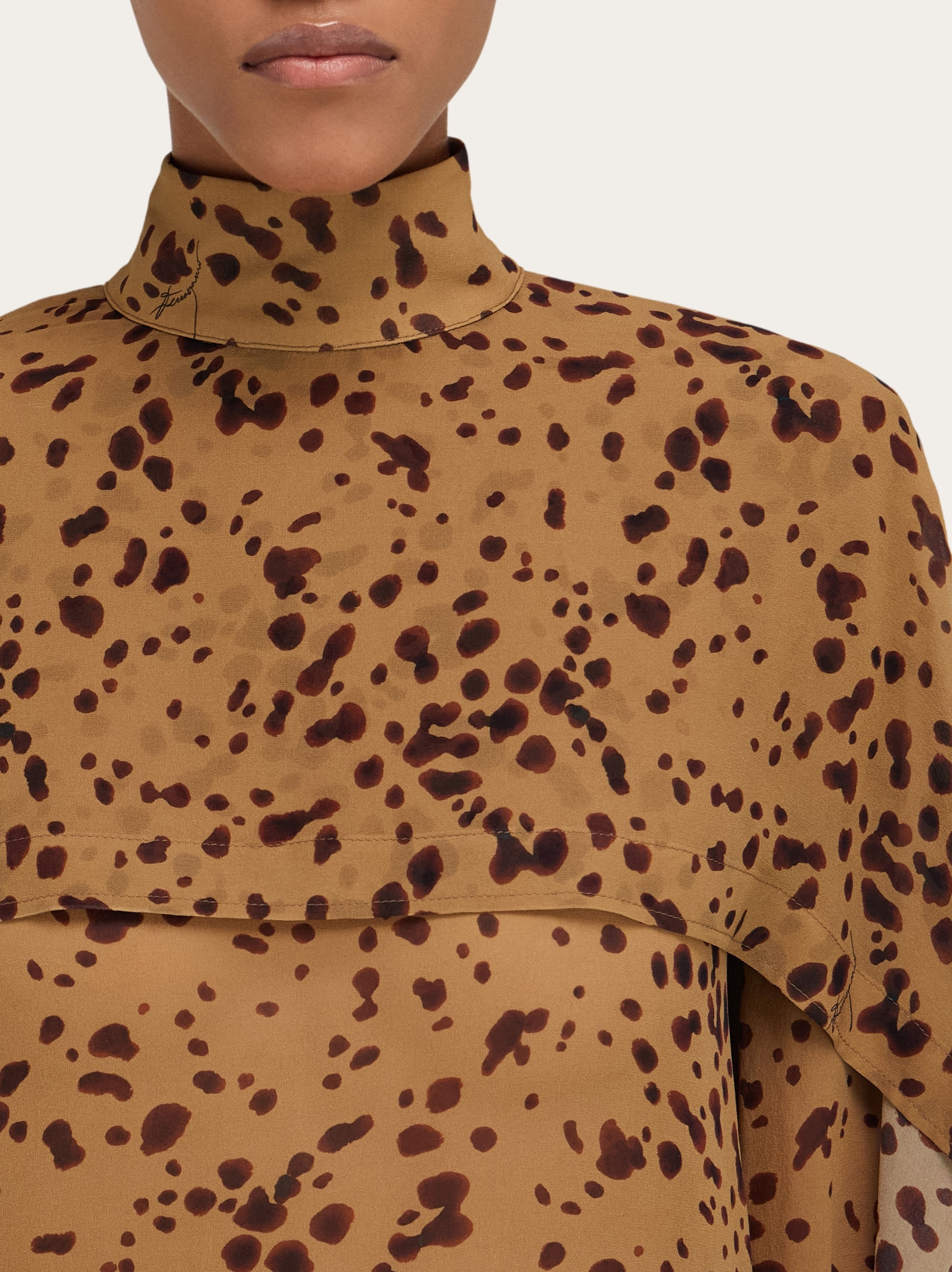 Silk dress with orchid print - 5