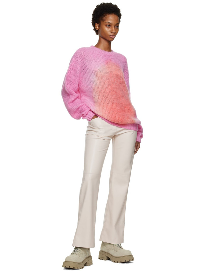 MSGM Beige Faux-Leather Trousers outlook