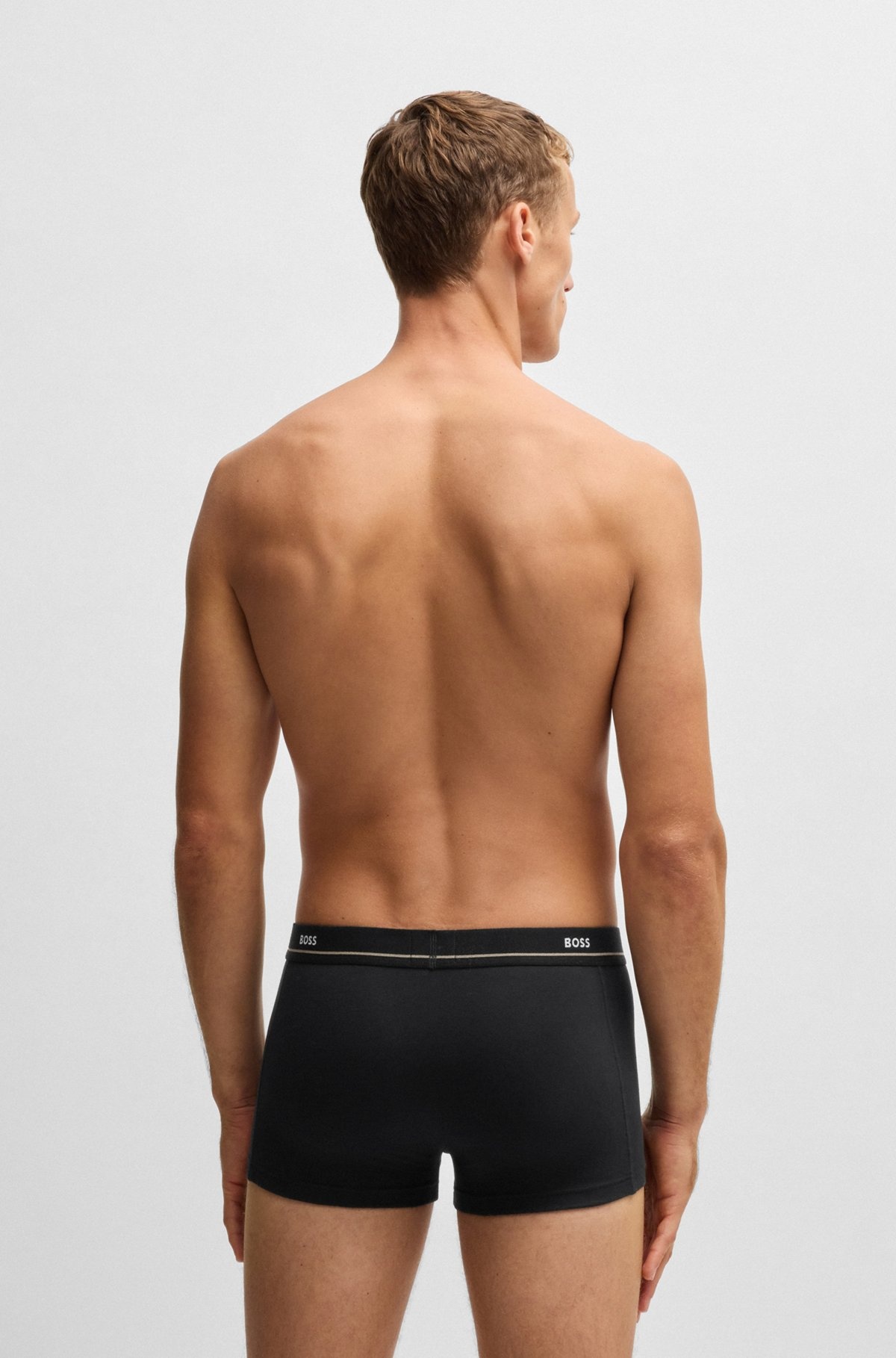 THREE-PACK OF STRETCH-COTTON TRUNKS WITH LOGO WAISTBANDS - 3