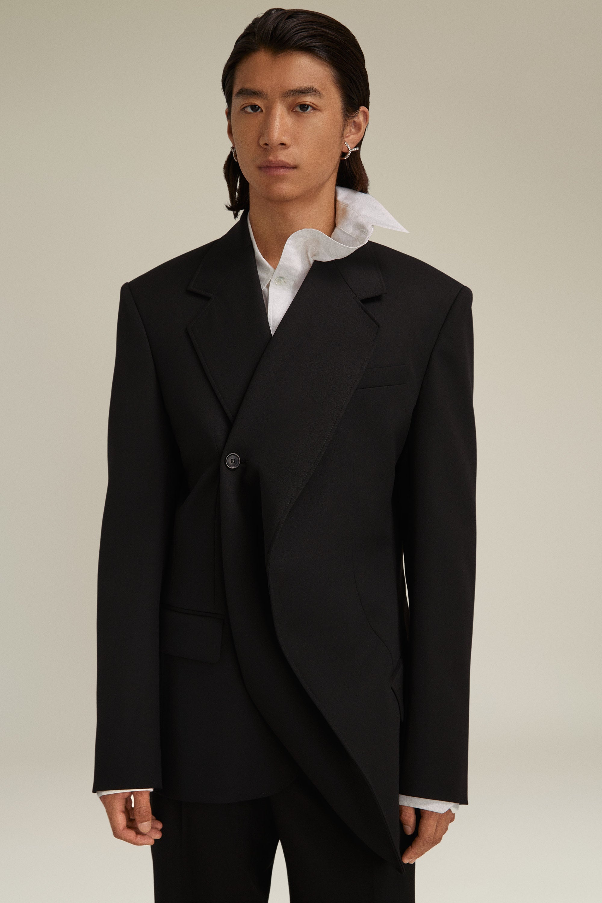 Classic Twisted Lapel Blazer - 7