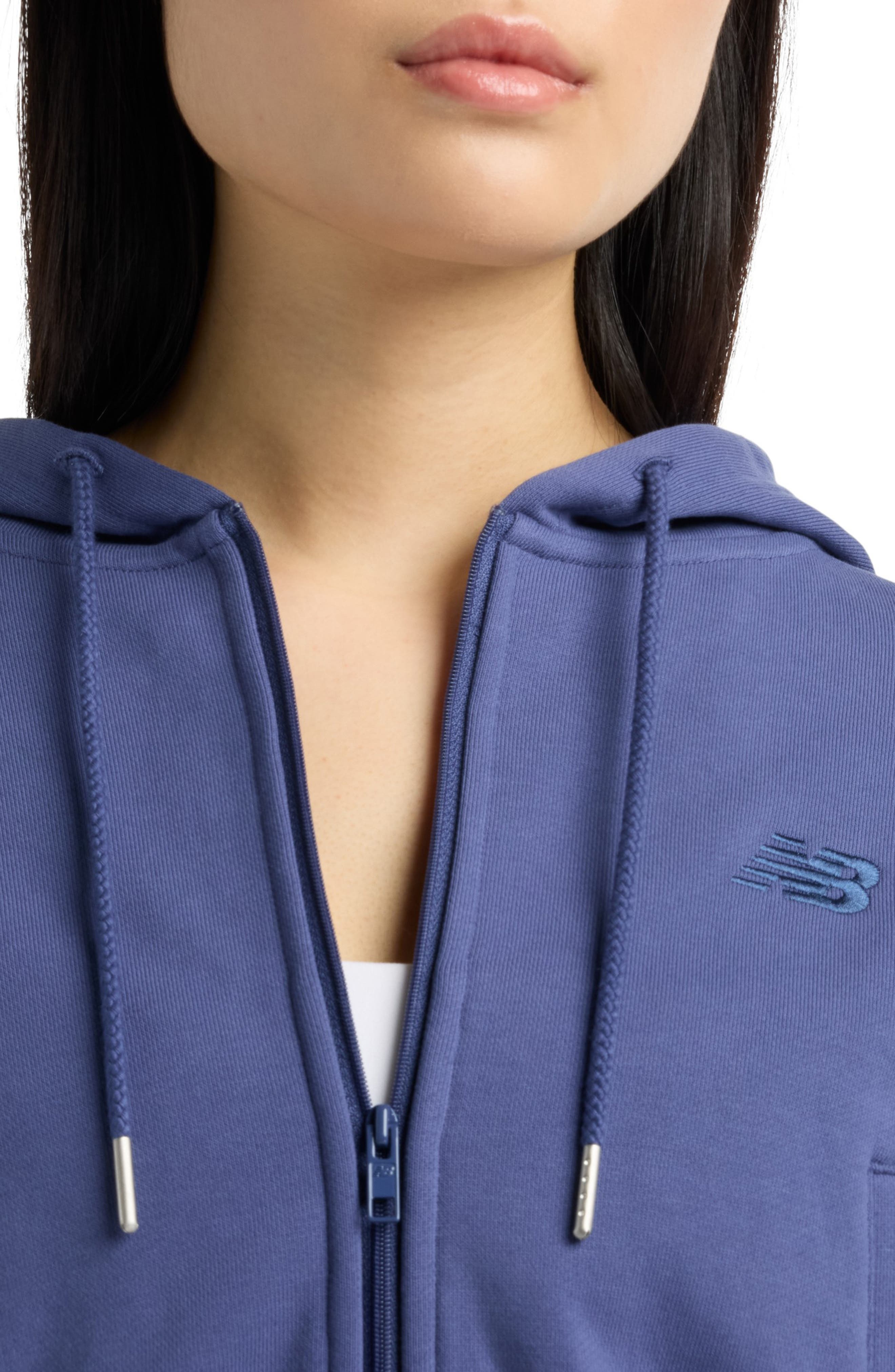 New Balance French Terry Crop Zip Hoodie in Dream State at Nordstrom - 6