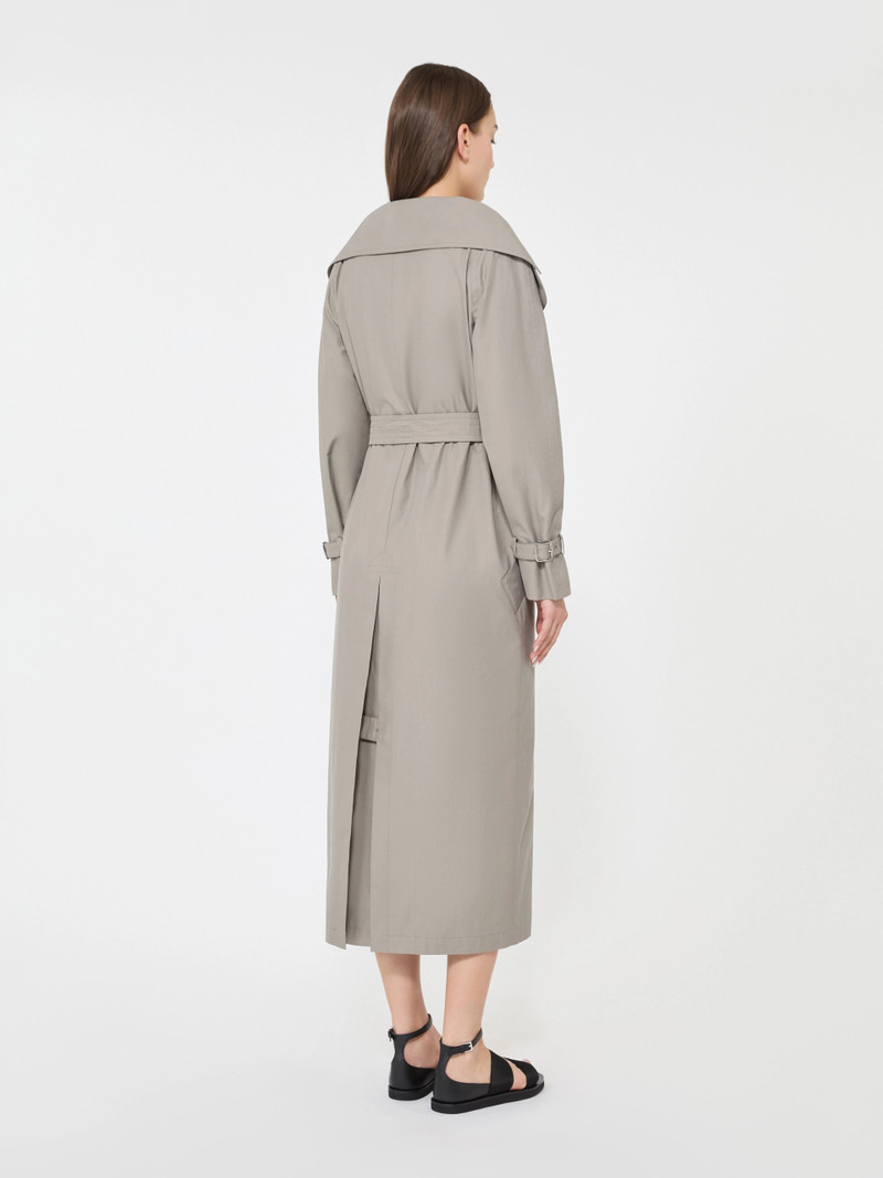 PANCIA Long water-repellent cotton twill trench coat - MEDIUM GREY 4