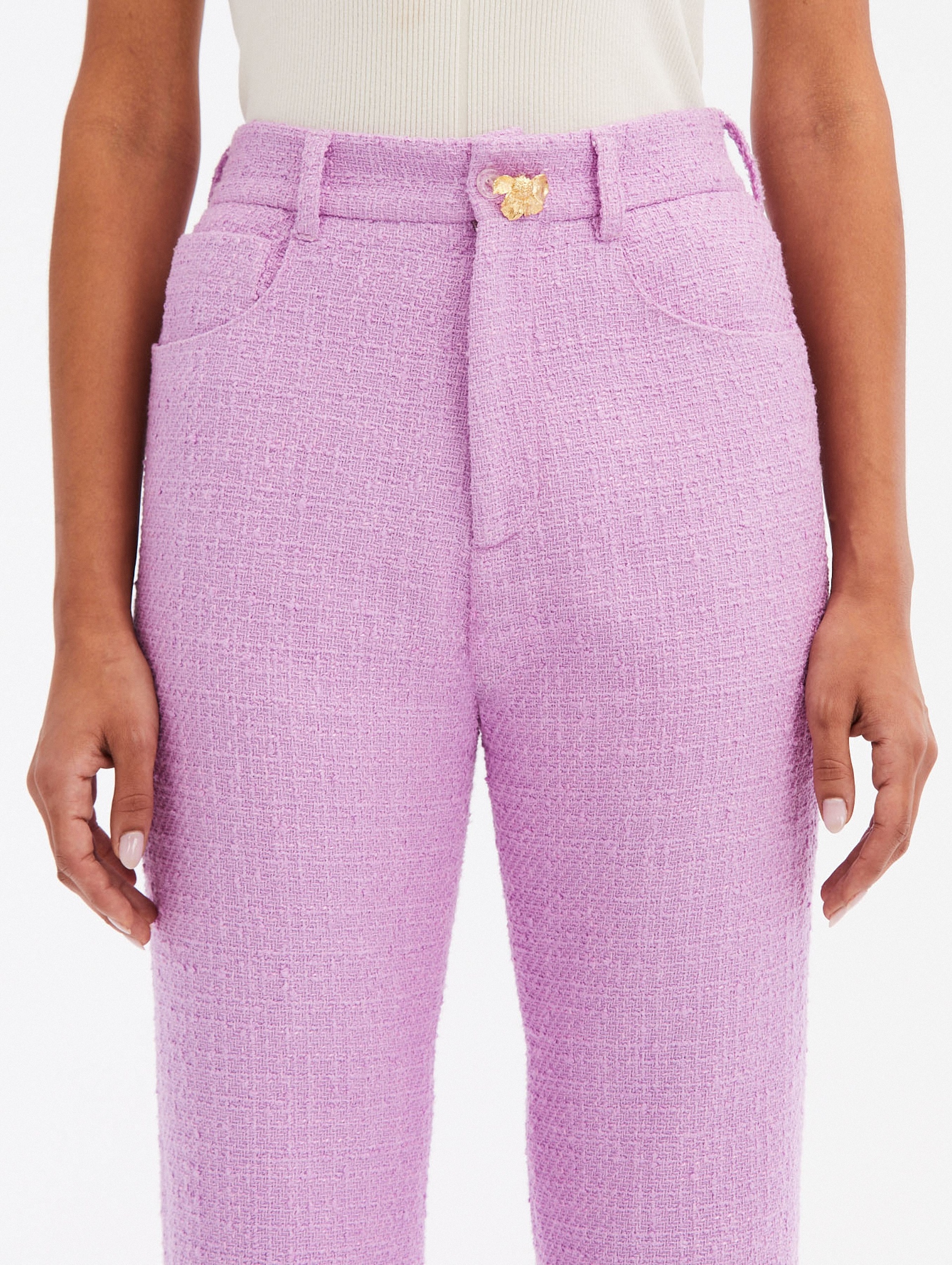 ZIP FRONT COTTON TWEED PANT - 5