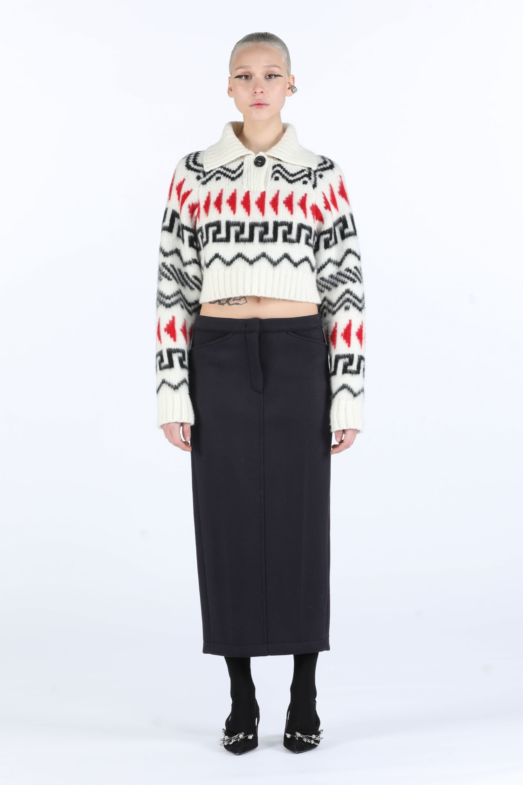 JACQUARD-KNIT CROPPED SWEATER - 4