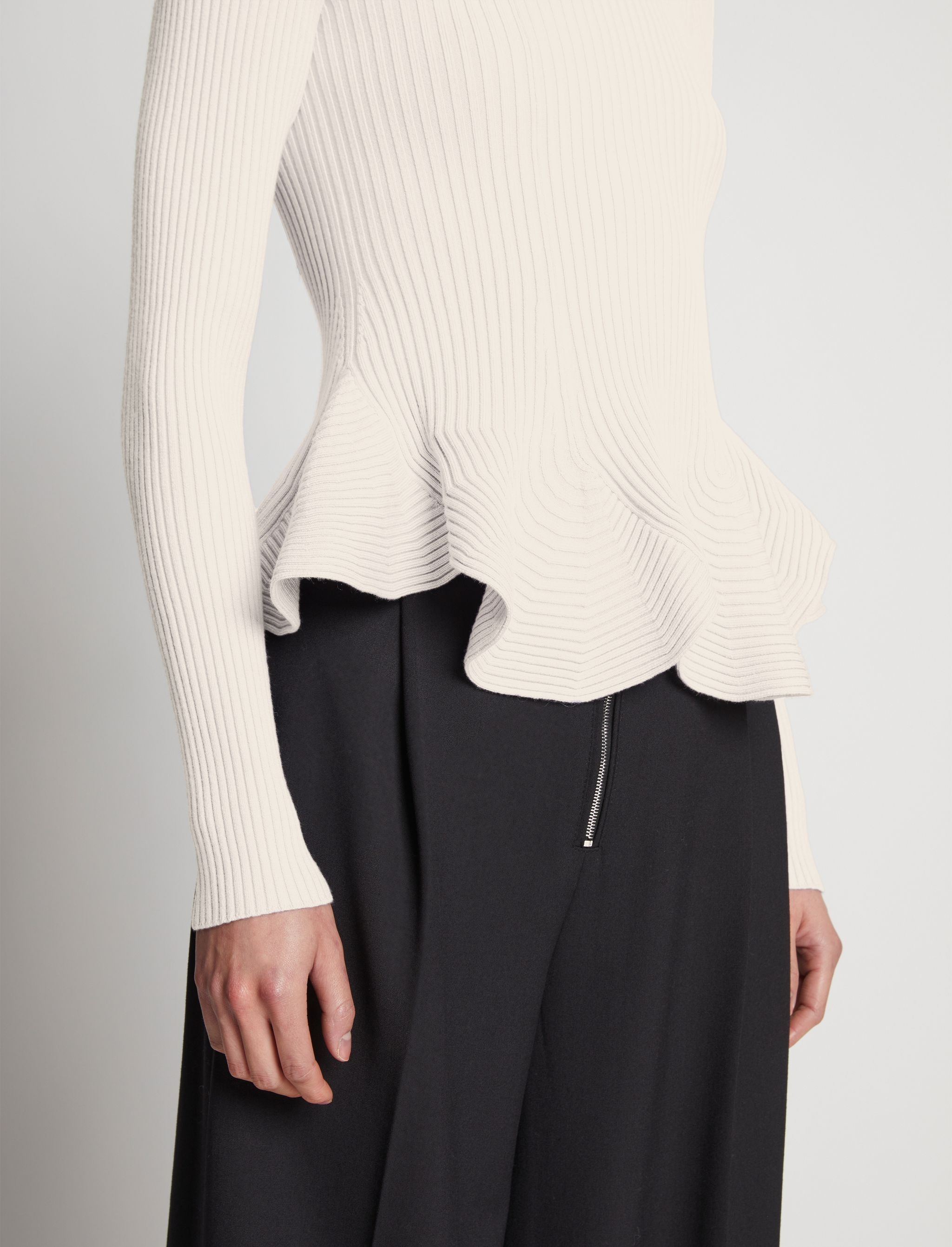Fluted Rib Knit Peplum Sweater - 6