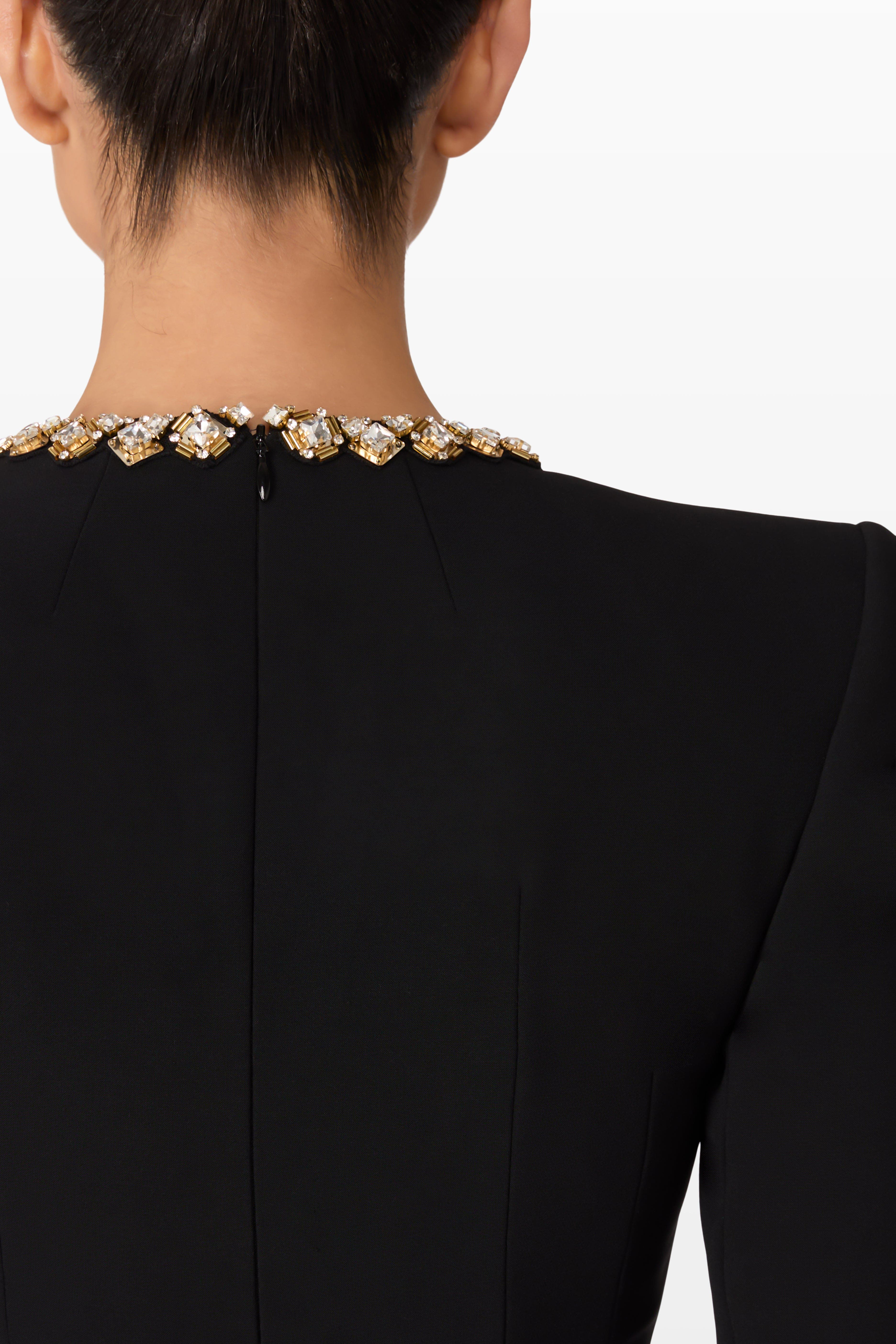 Jenny Packham Margoni Bell-Sleeve Embellished Midi Dress in Liquorice at Nordstrom - 5
