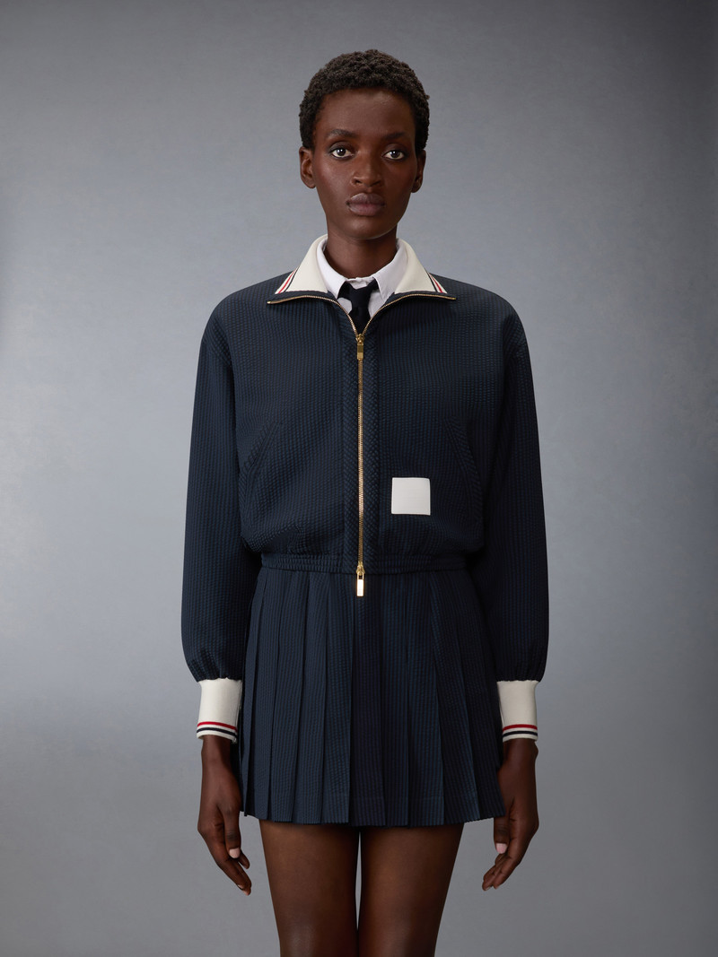 Thom Browne WOOL SEERSUCKER ZIP UP TRACK JACKET outlook