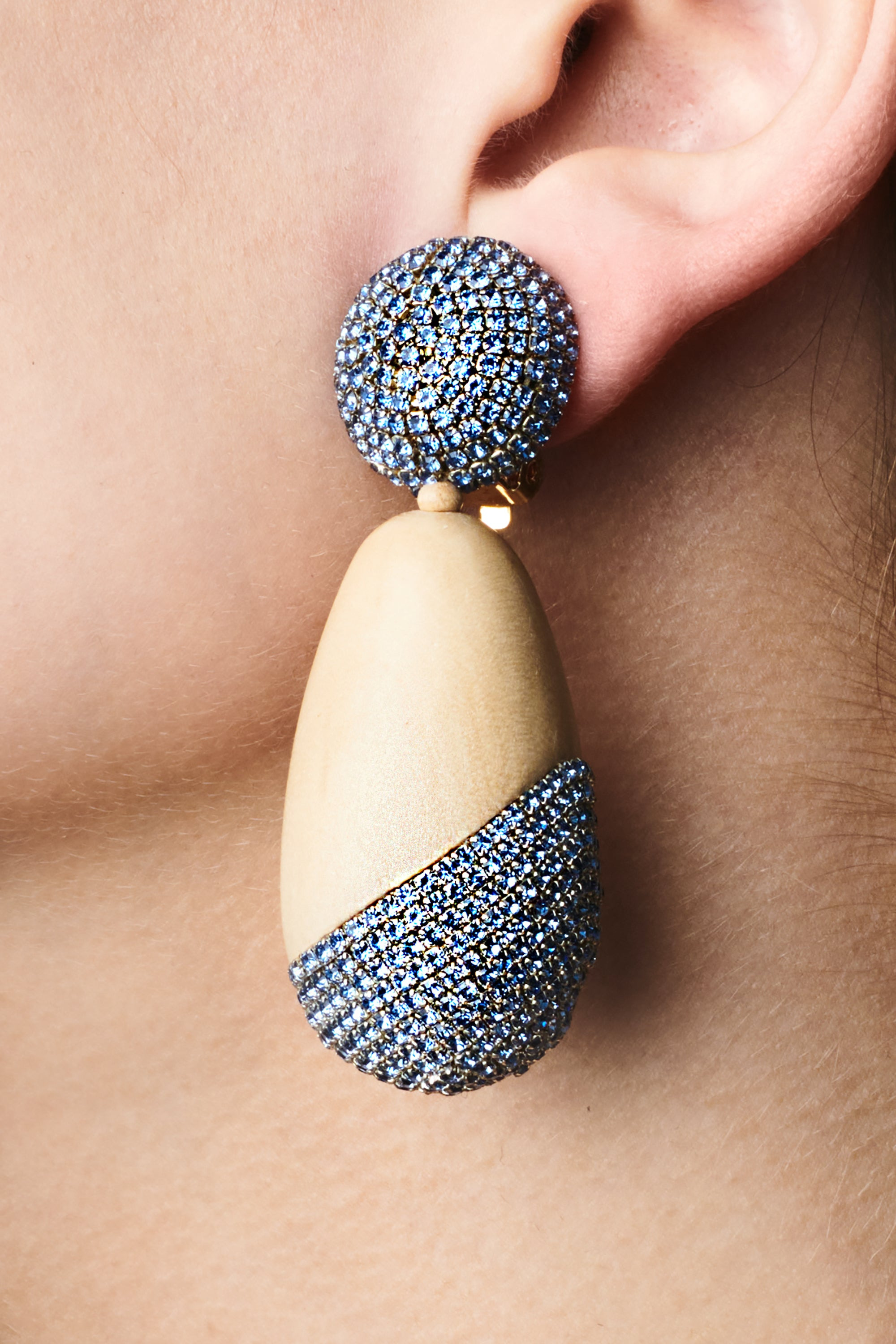 CHRISTINA EARRINGS - PANTO WOOD/ICE BLUE - 2