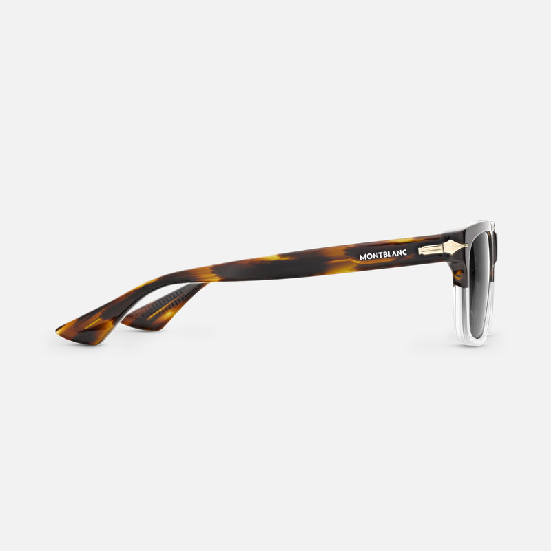 Montblanc Rectangular Sunglasses with Bicolor Transparent and Havana Colored Acetate Frame outlook
