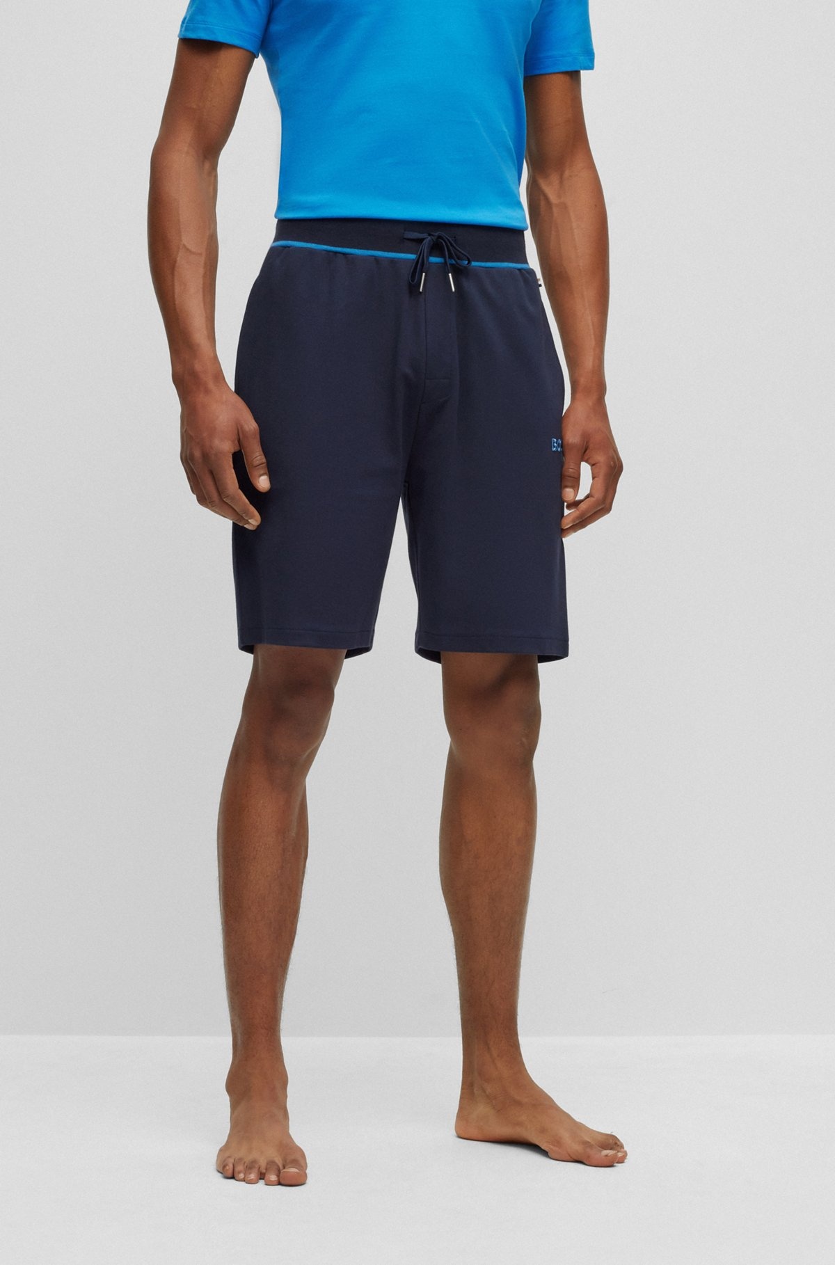 EMBROIDERED-LOGO LOUNGEWEAR SHORTS IN COTTON-BLEND PIQUÉ - 2