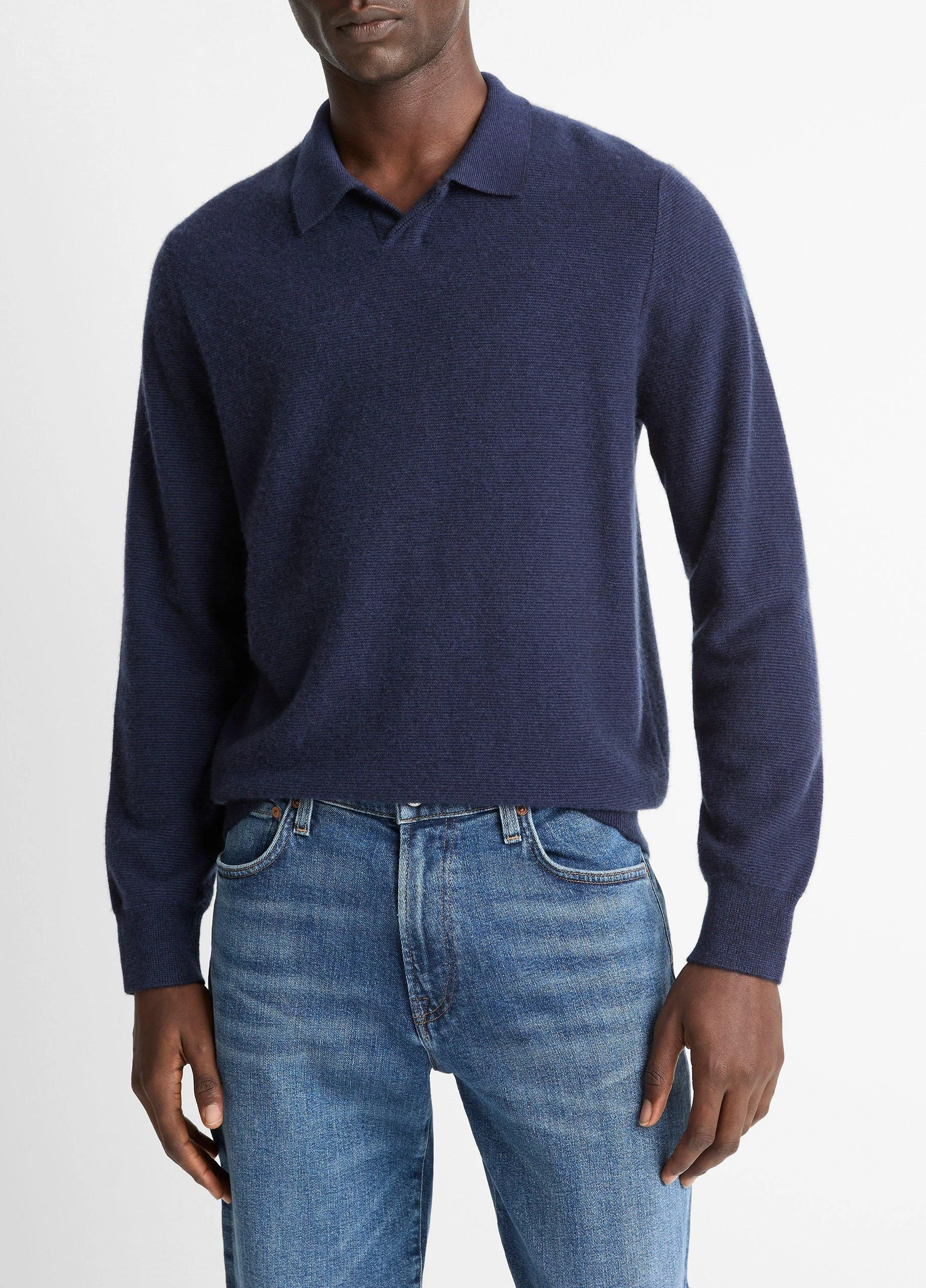 Feed Stripe Plush Cashmere Johnny-Collar Sweater - 1