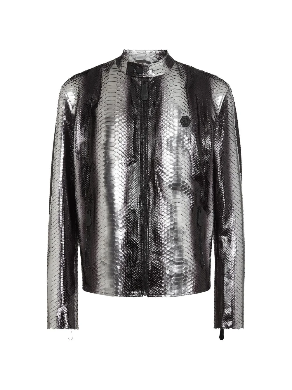 python-leather biker jacket - 1