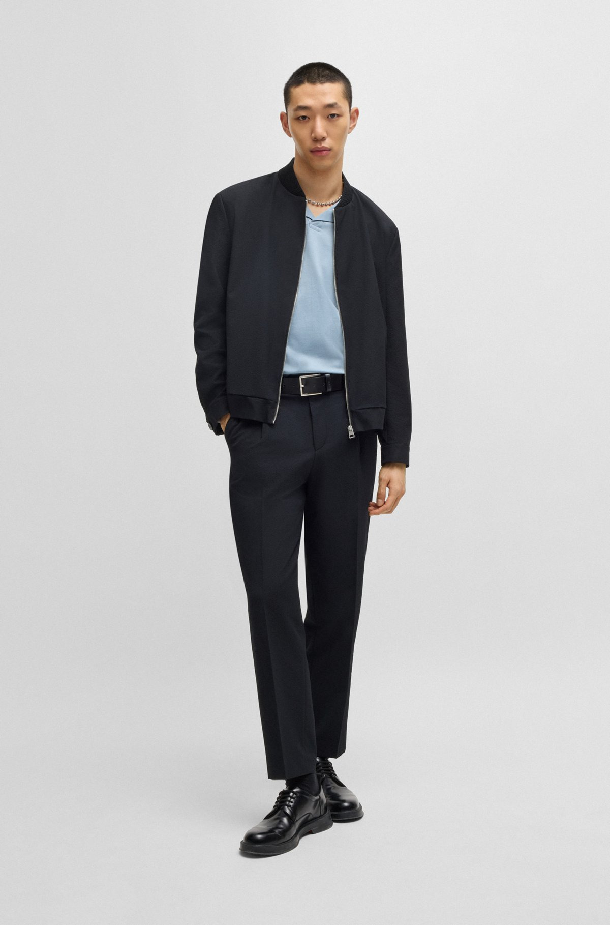 MERCERIZED SLIM-FIT POLO SHIRT WITH JOHNNY COLLAR - 4