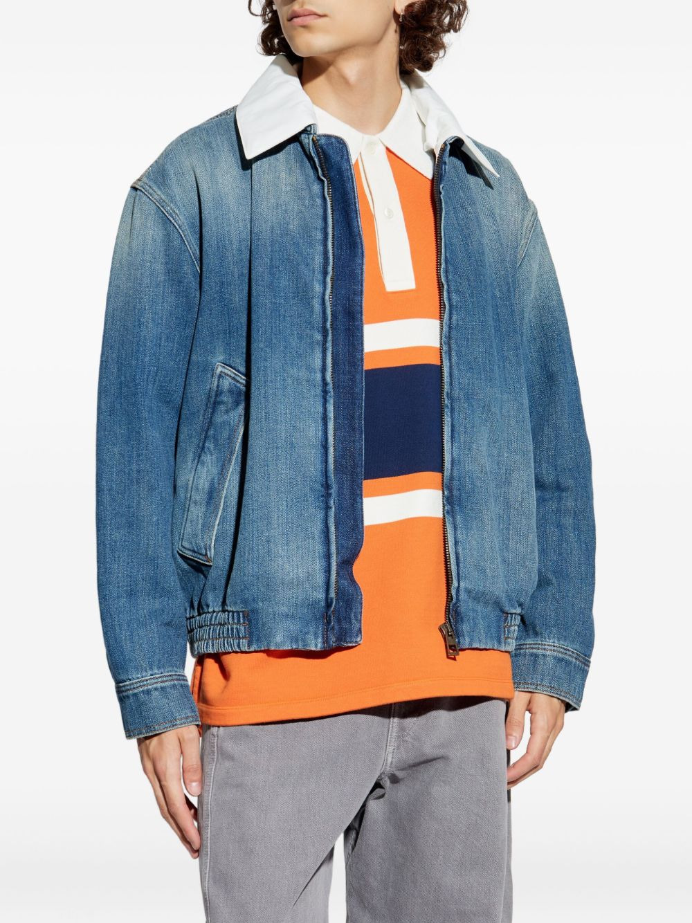 contrast-collar denim jacket - 3