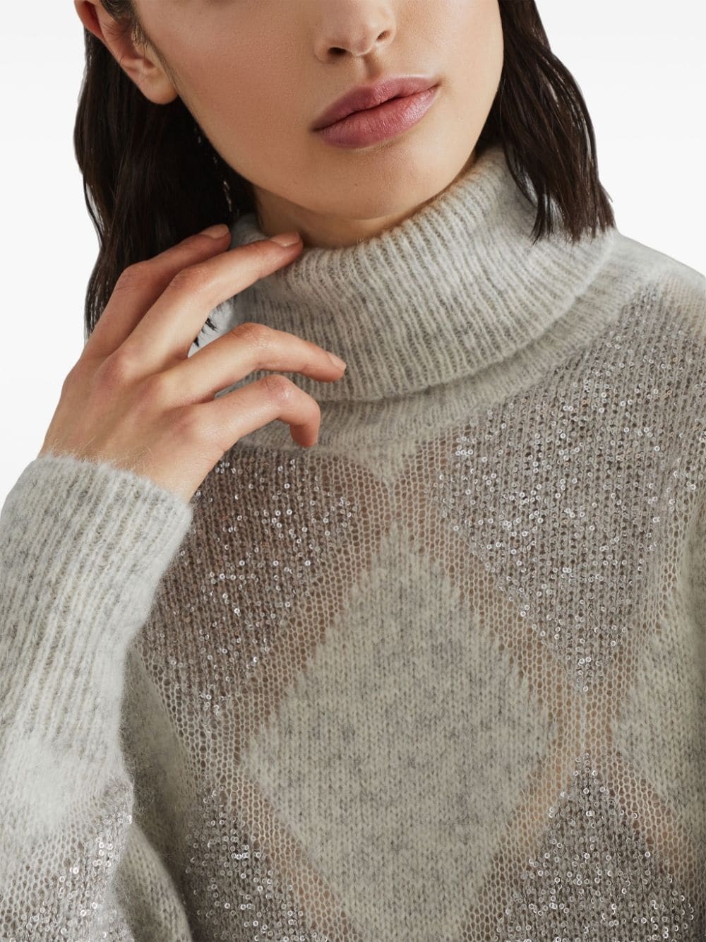 sequined roll-neck jumper - 5