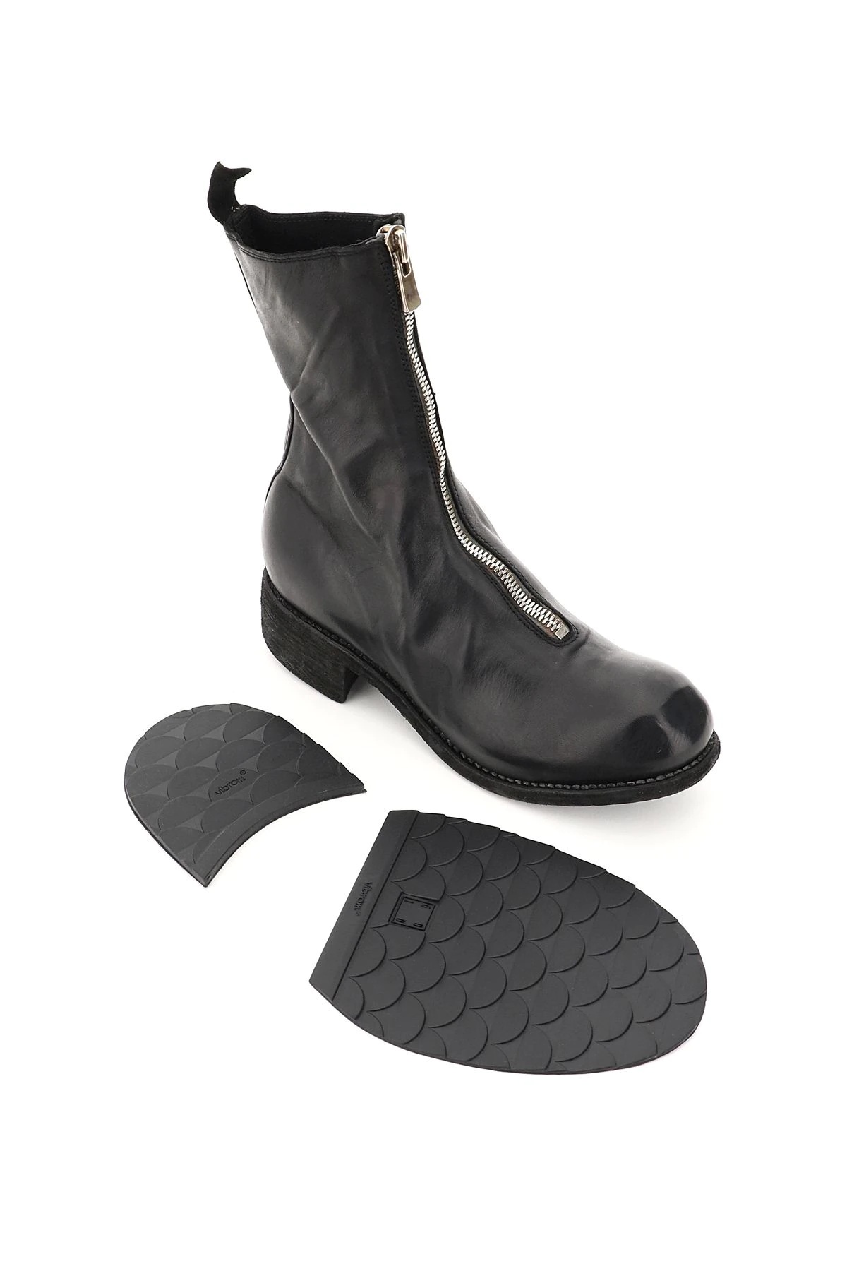 FRONT ZIP LEATHER ANKLE BOOTS - 4