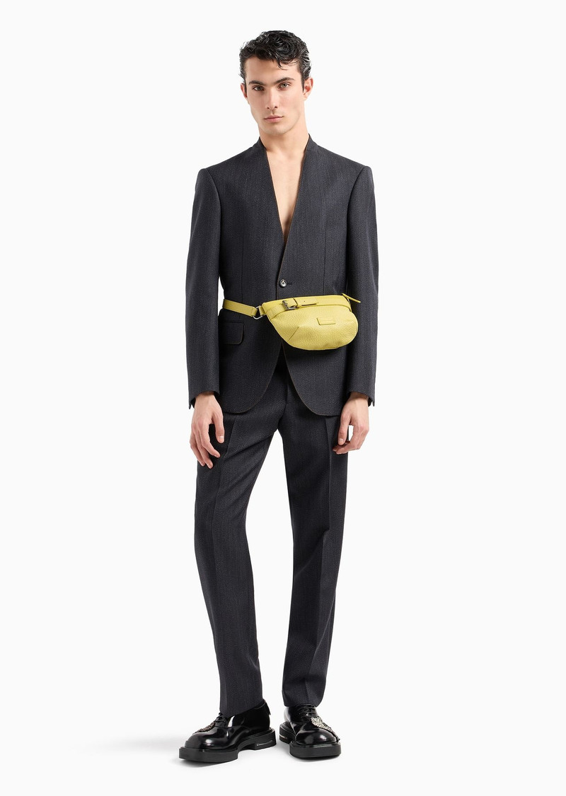 EMPORIO ARMANI Mouliné wool-blend trousers with chevron motif outlook