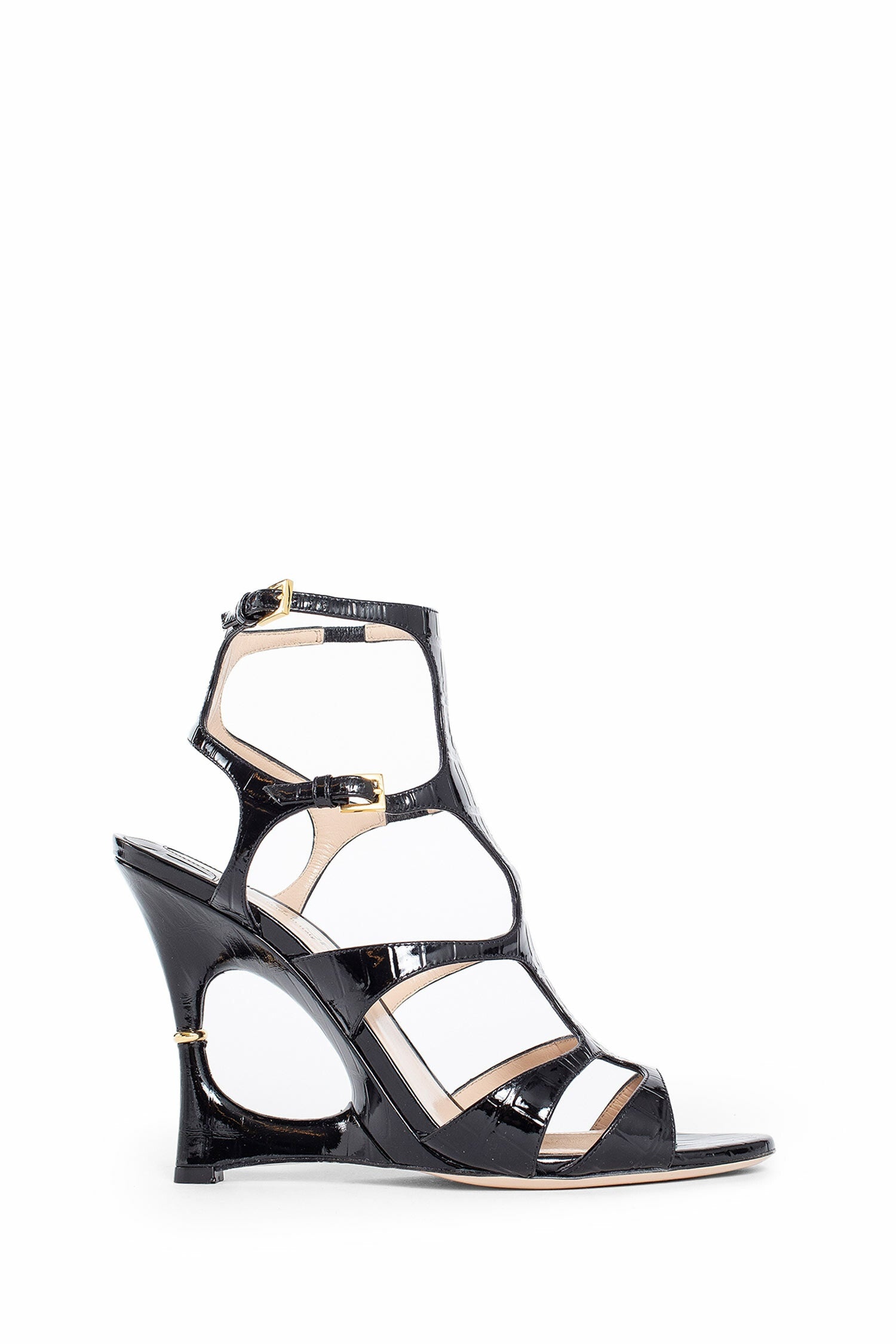 Shiny-Printed-Croc-Cage-Sandals - 1