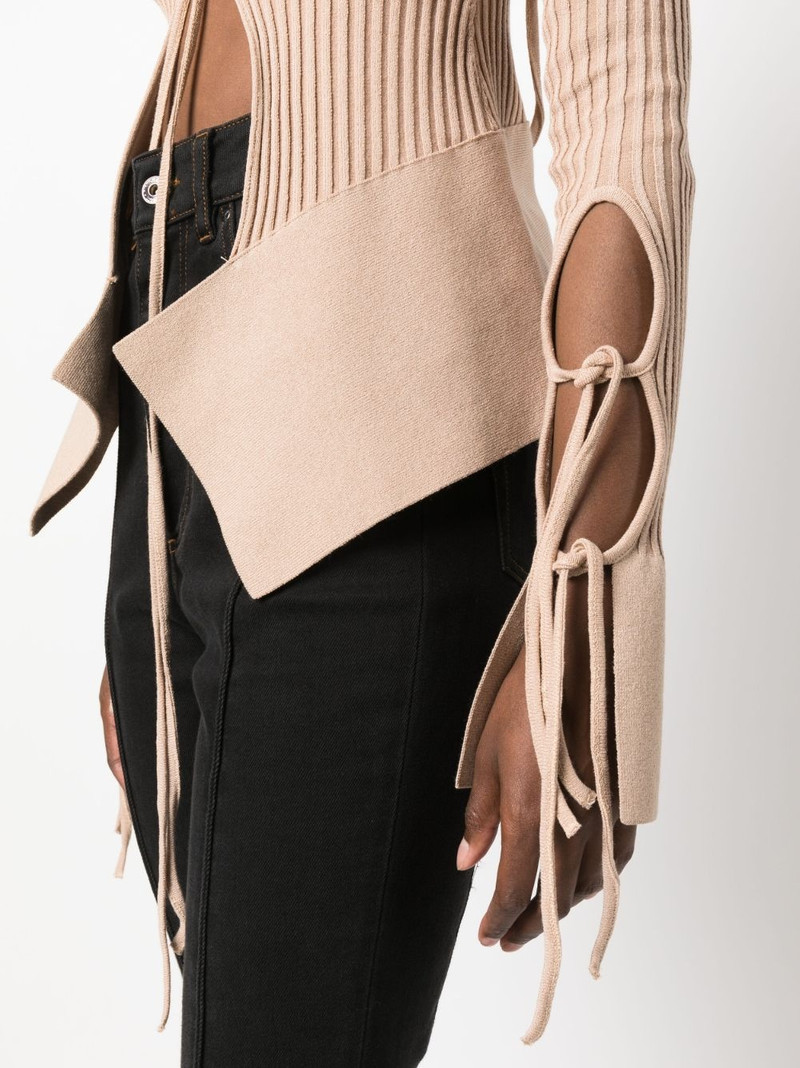 tie-fastening long-sleeve knitted top 5