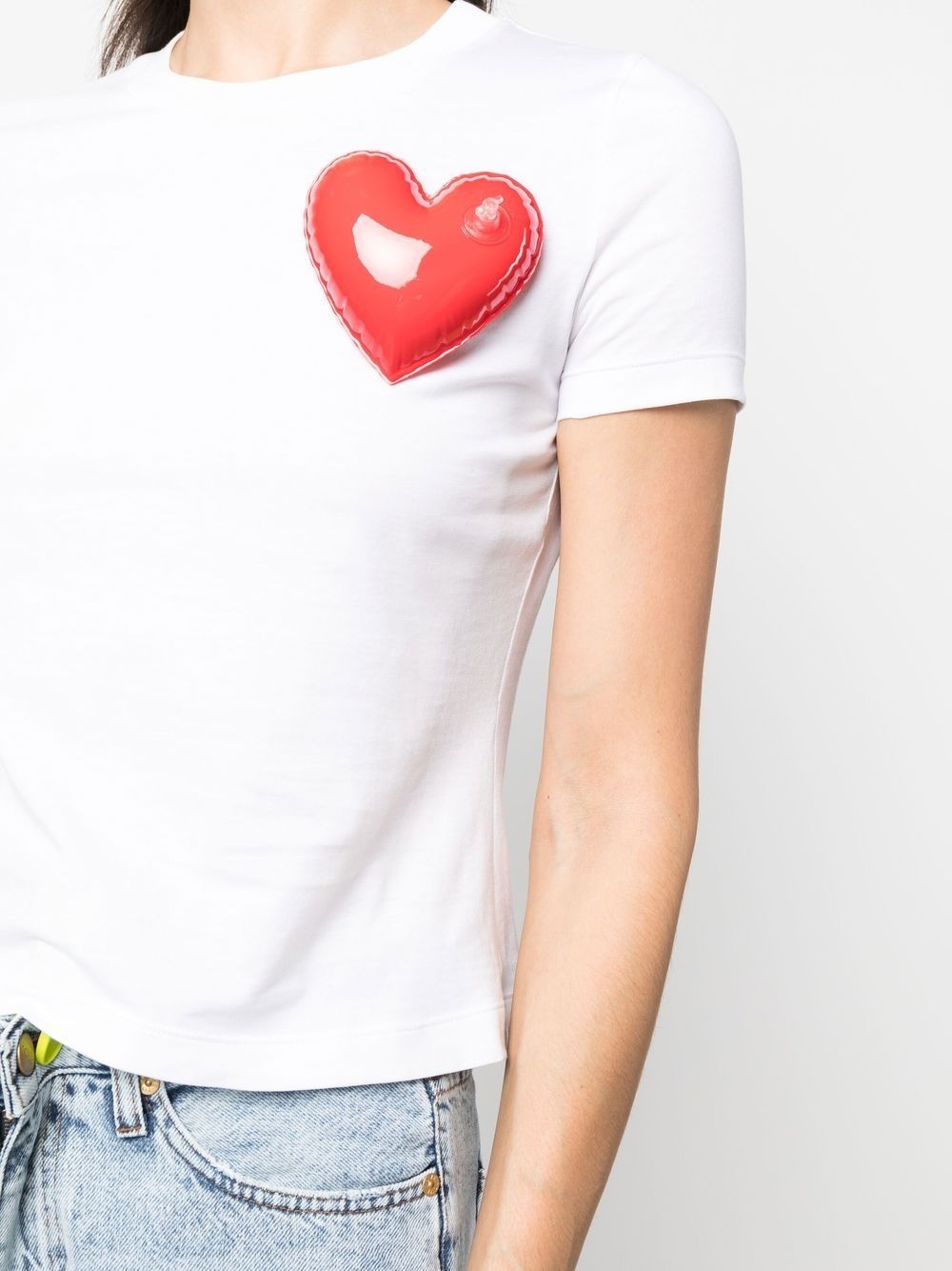 heart-patch cotton T-shirt - 5