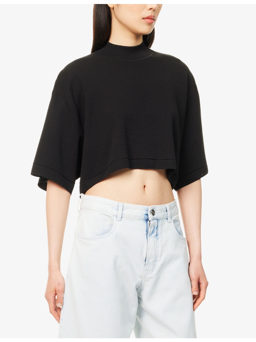 Crop High-Neck Cotton-Blend Top - 3