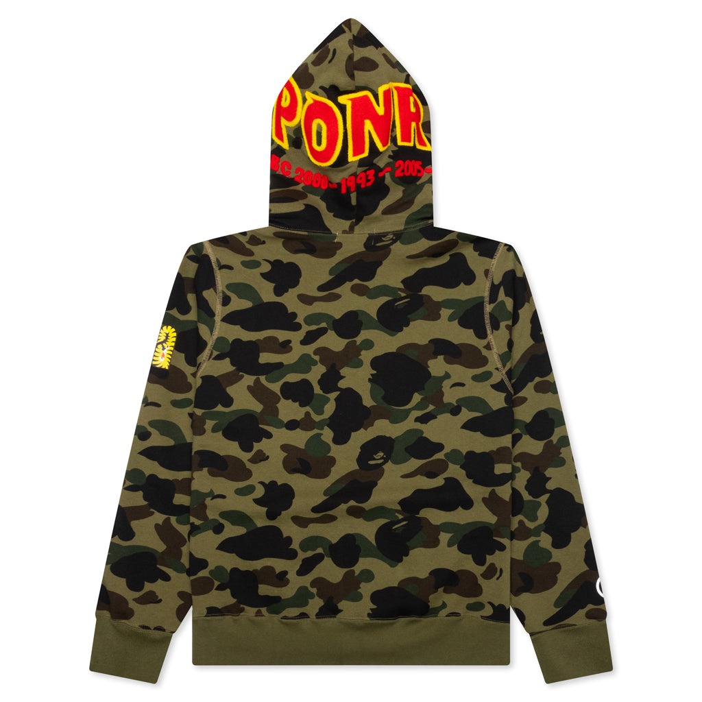 1ST CAMO 2ND SHARK FULL ZIP HOODIE - GREEN - 2