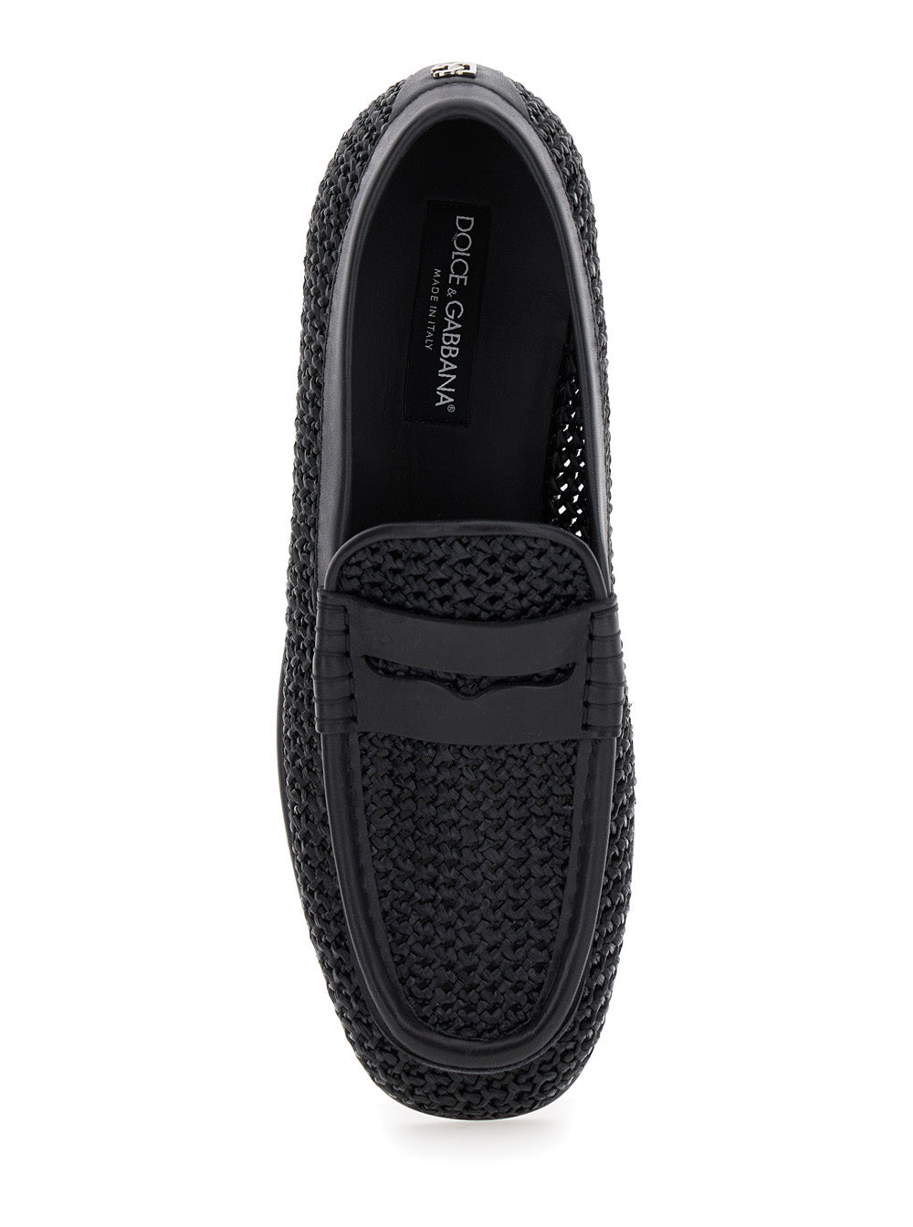 Dolce & Gabbana Men Black Slip-On Loafers In Woven Rafia Man - 4