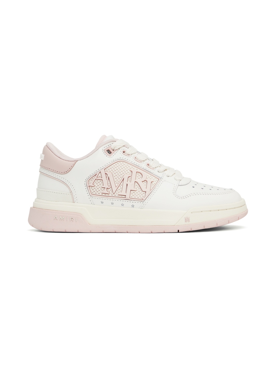 White & Pink Classic Low Sneakers - 1