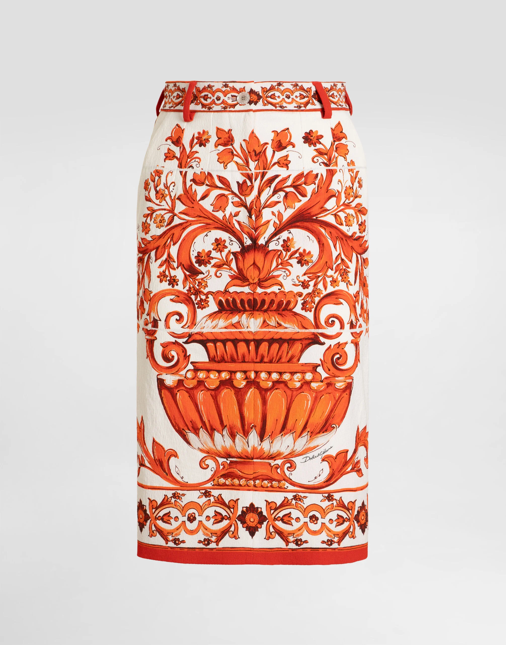 Midi skirt in majolica-print brocade - 1