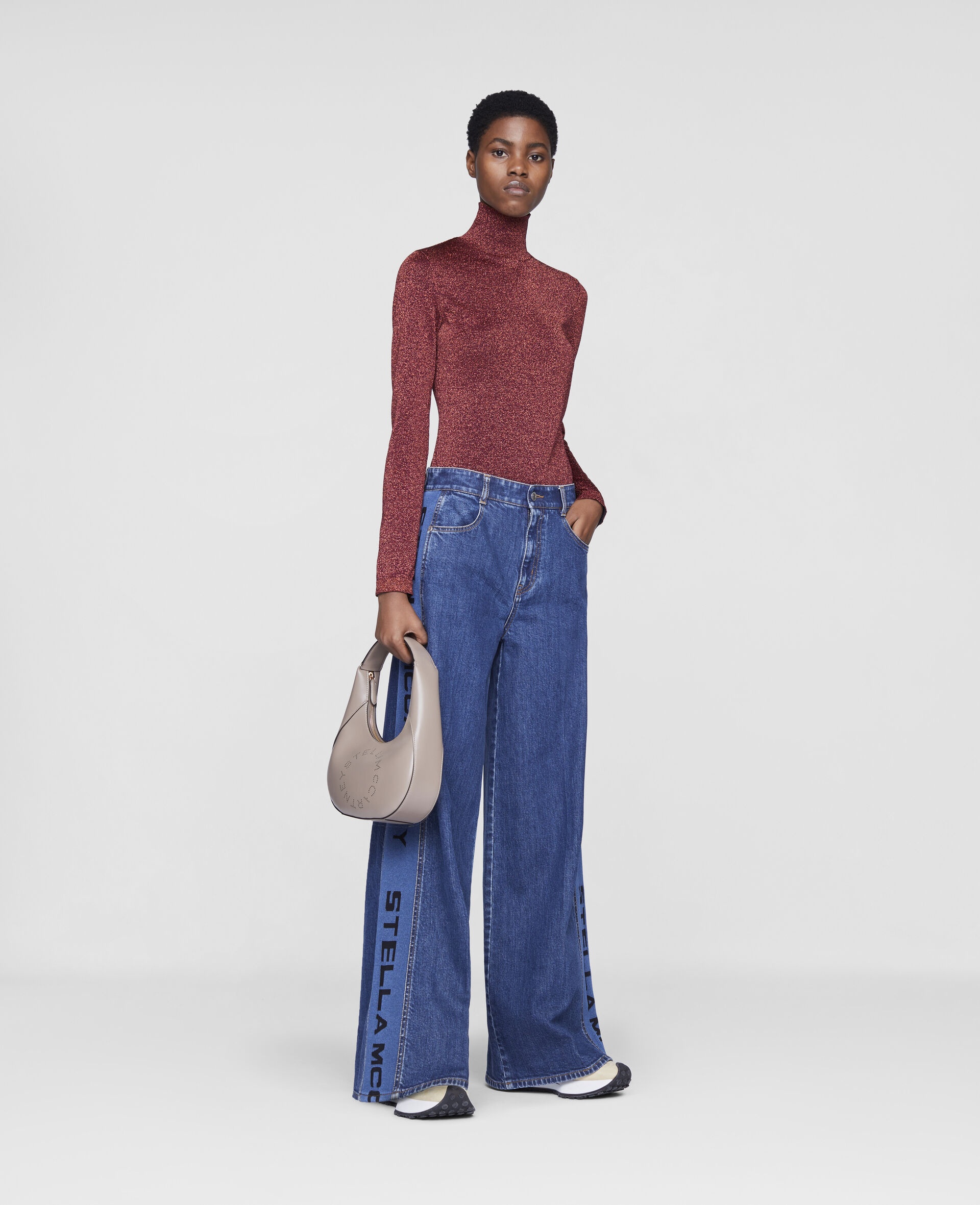 Flared Rib Denim Pants - 2