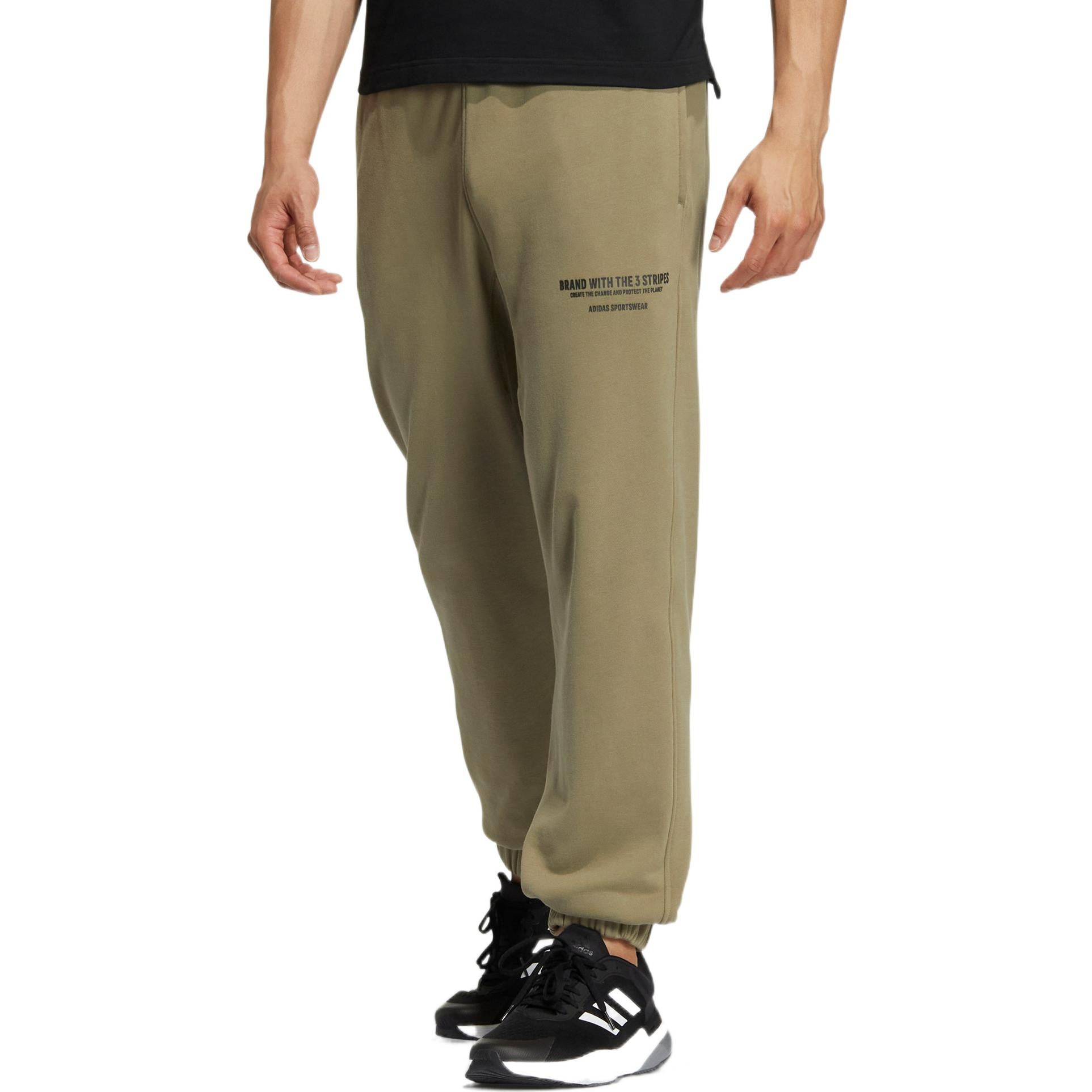 Men's adidas Solid Color Logo Printing Elastic Waistband Bundle Feet Sports Pants/Trousers/Joggers G - 2