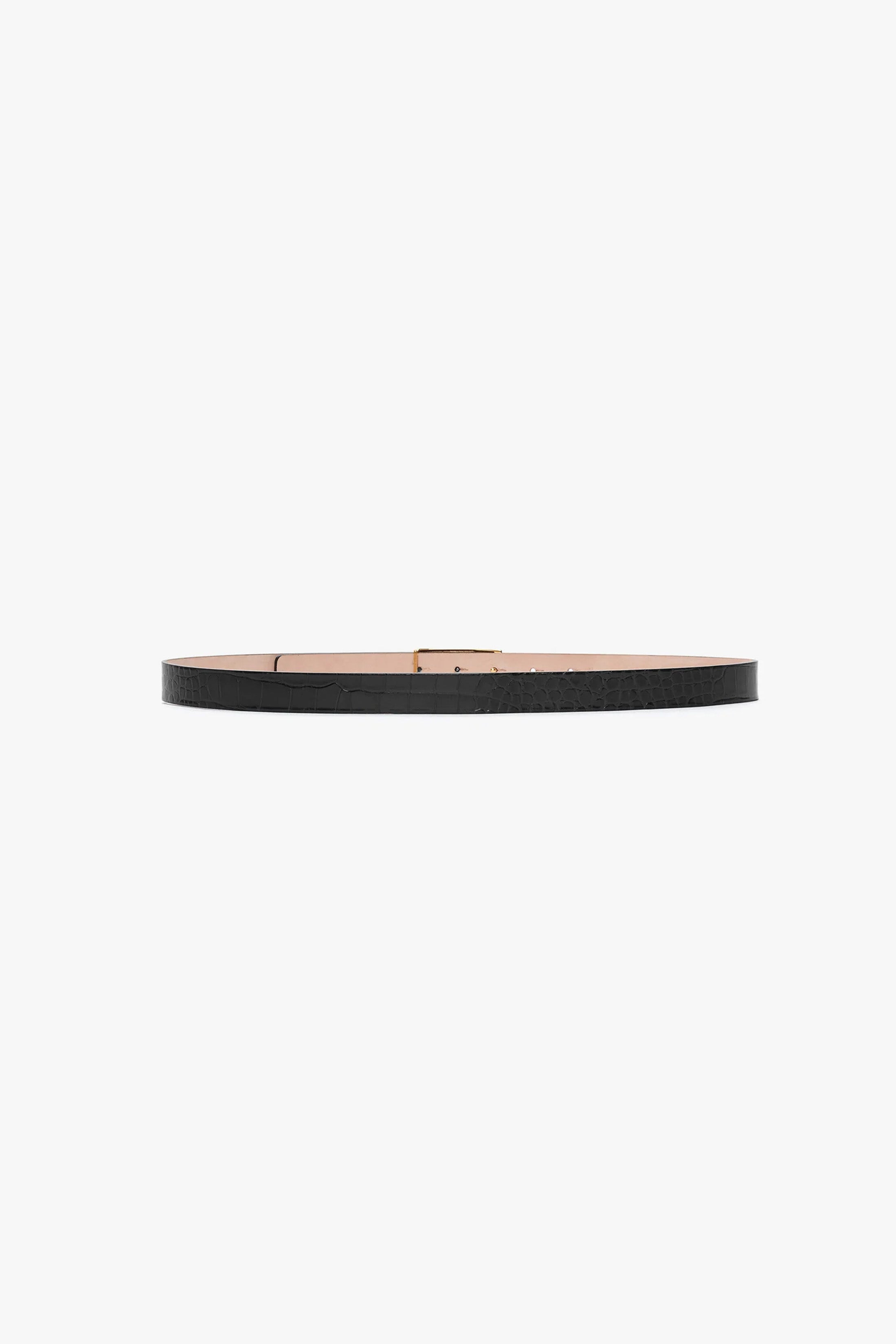 Frame Belt In Black Croc Embossed Calf Leather - 3