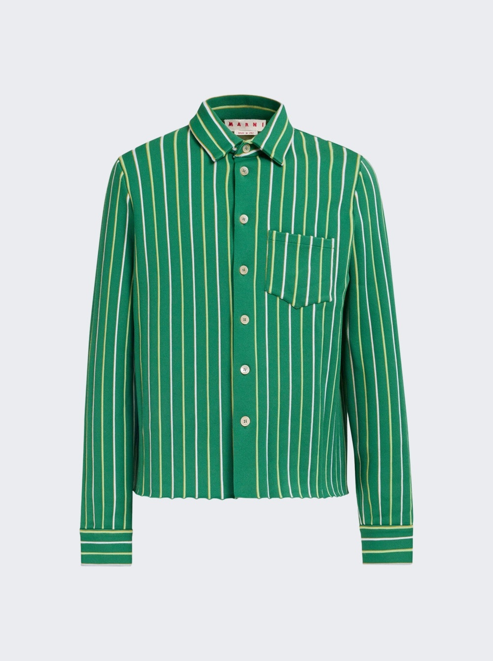 Striped Techno Knit Shirt Green - 1