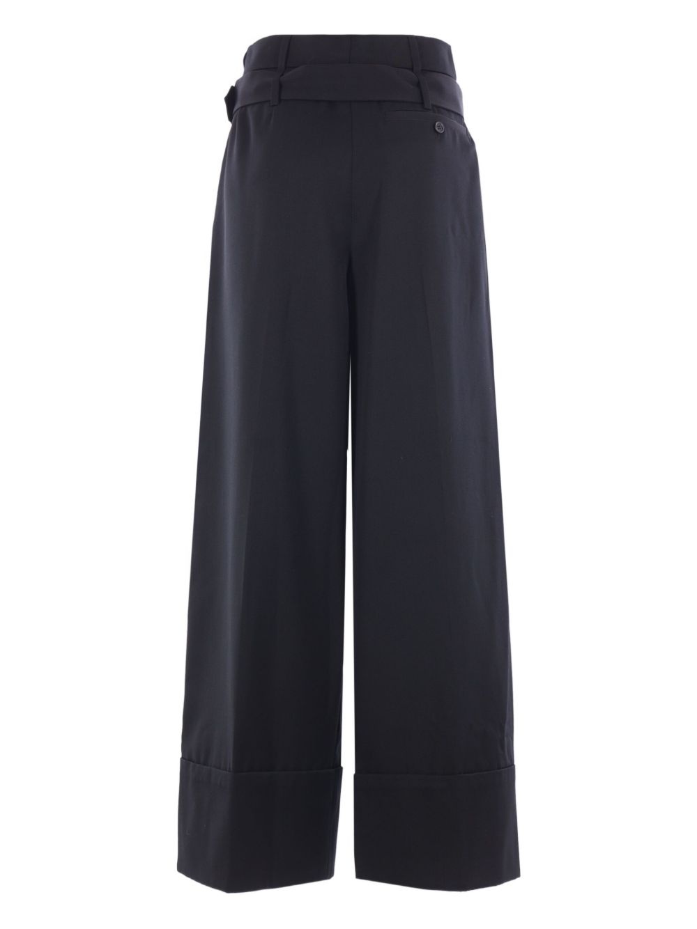 belted cuffed wide-leg trousers - 2